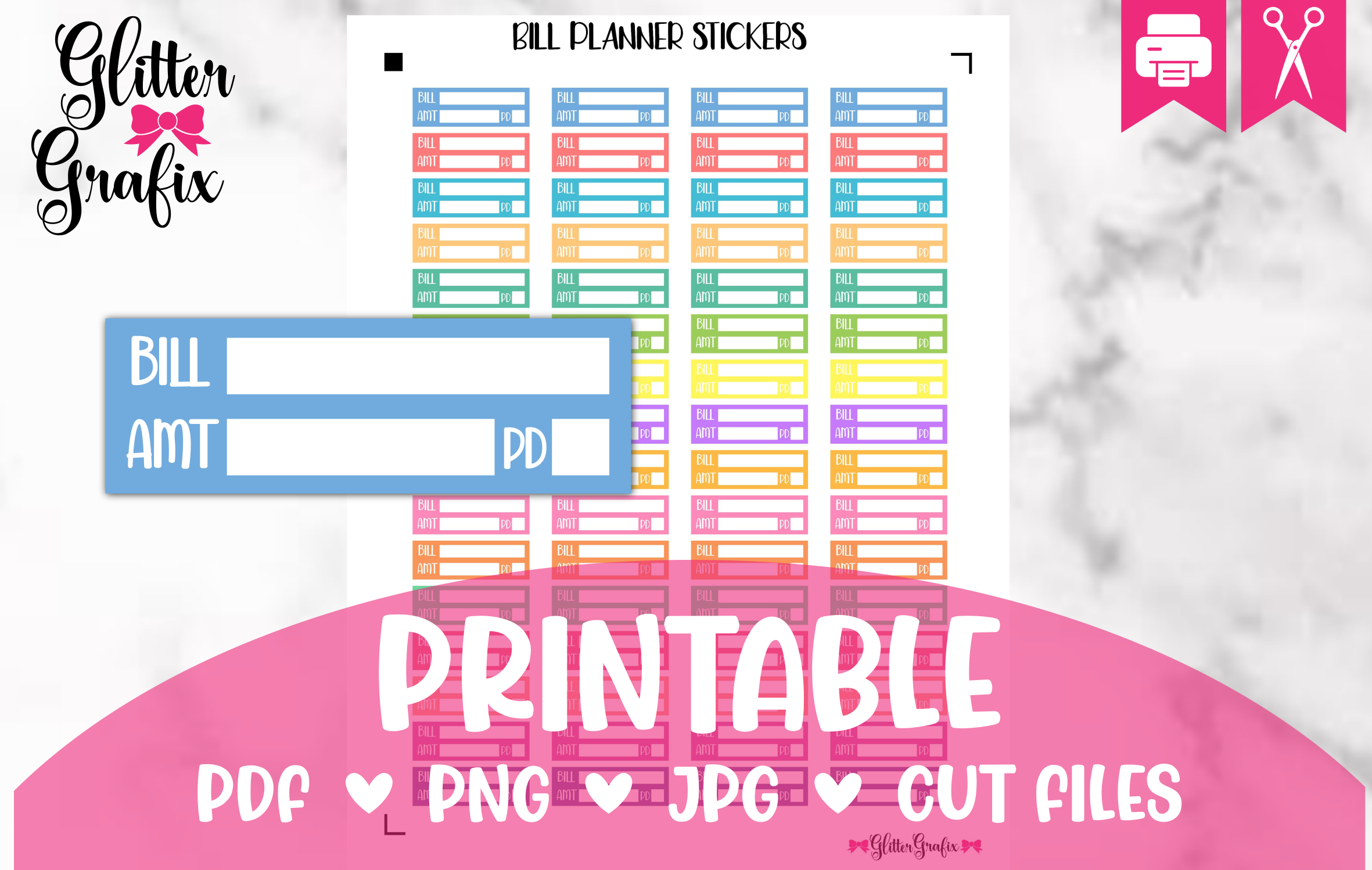 Bill Tracker Stickers: Bill Due Stickers with Amount and Paid Fields