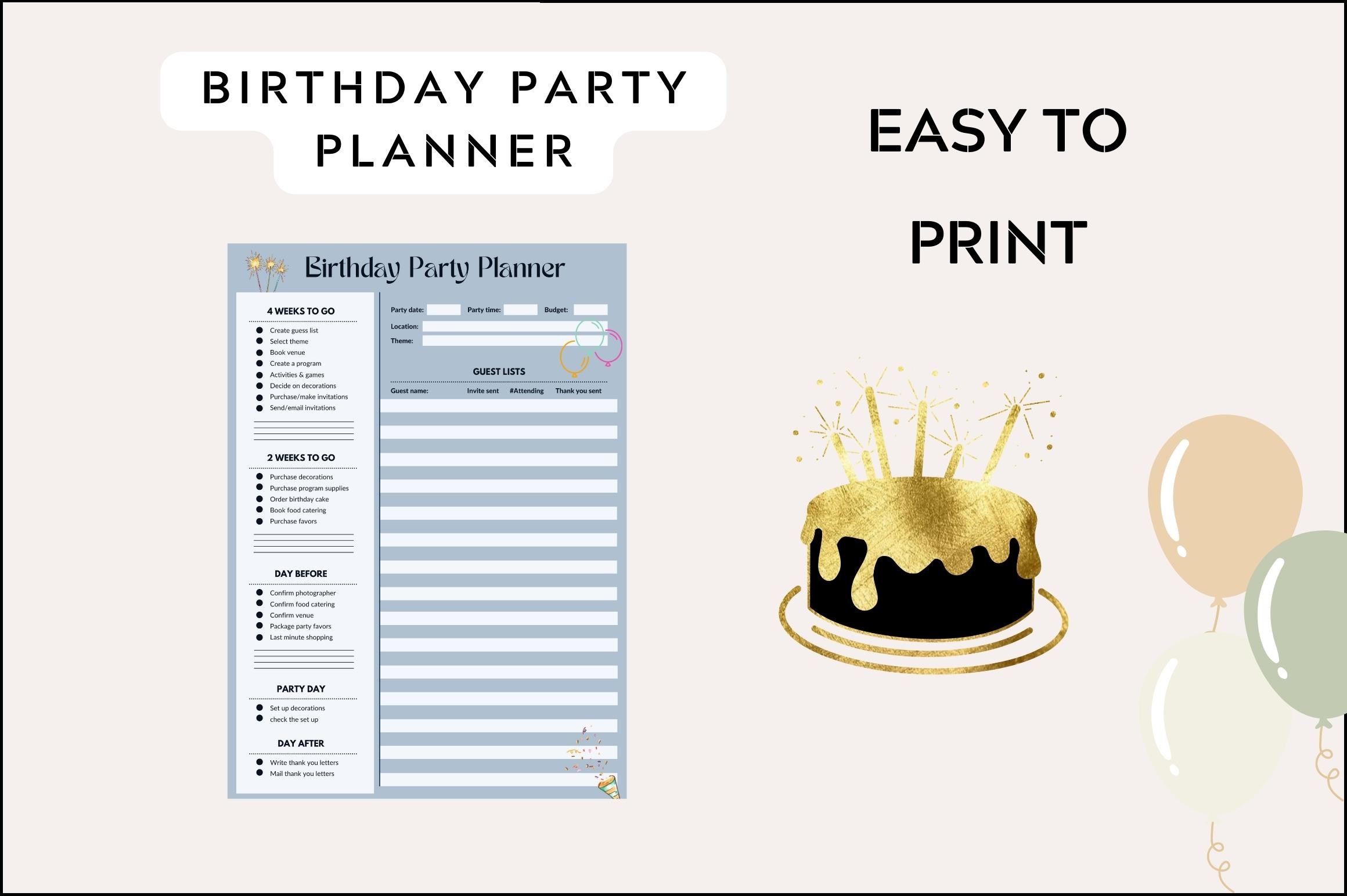 Birthday Planner: Realtor Templates: A4 Birthday Party Checklist