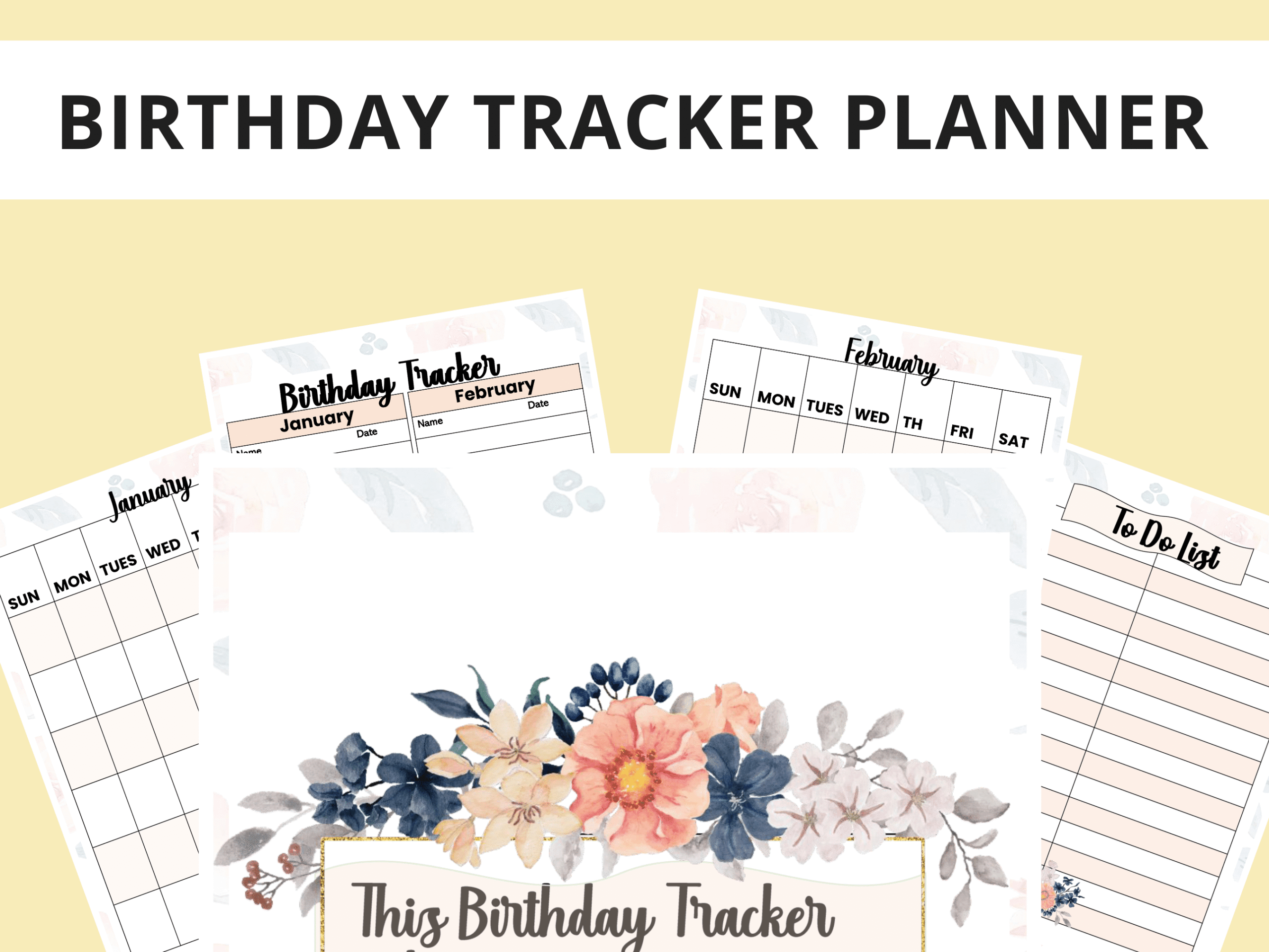 Birthday Planner: melissadaenzer50: Floral Undated Birthday Calendar