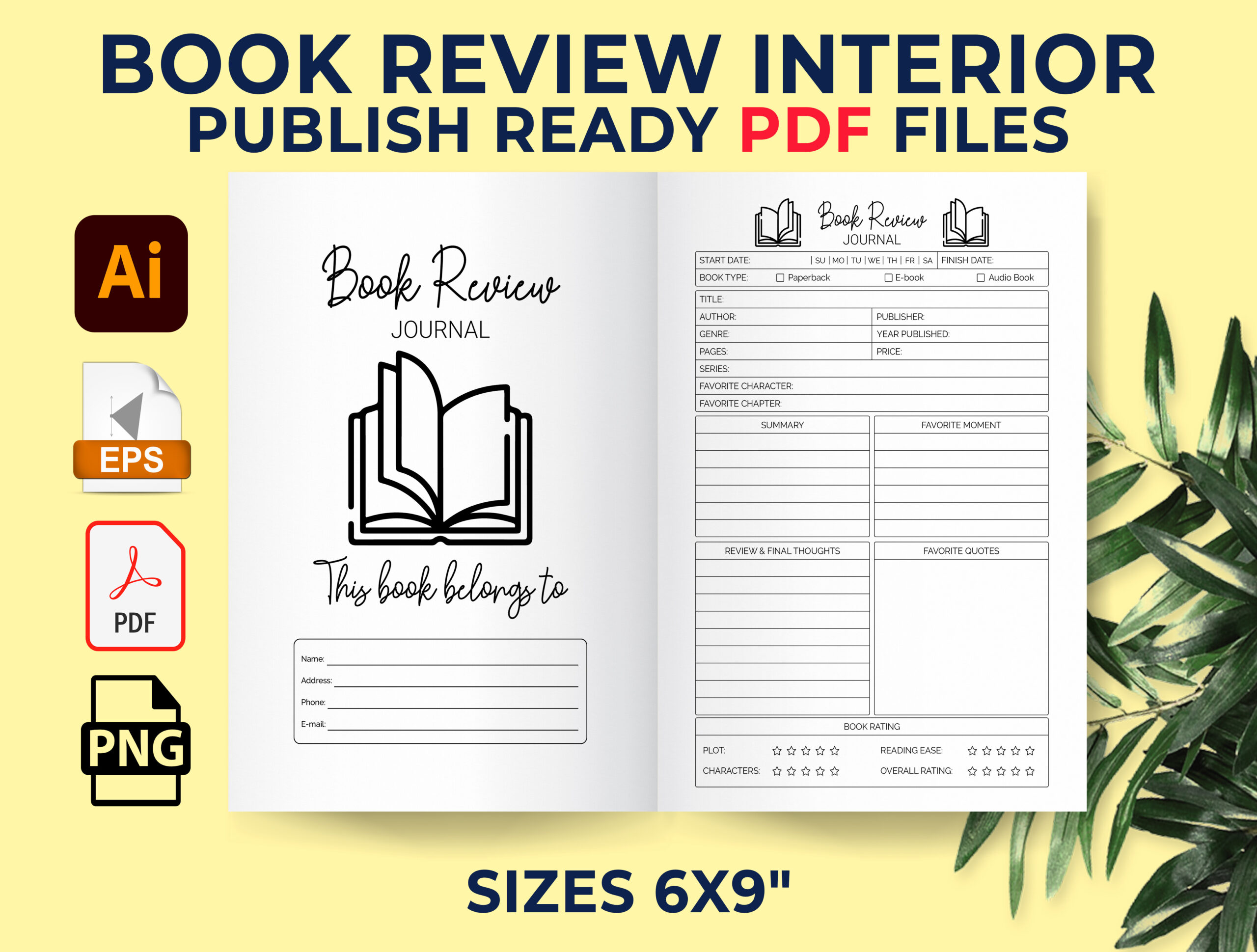 Book Review Journal: Compact Review Notebook with Vector Source Files original product preview