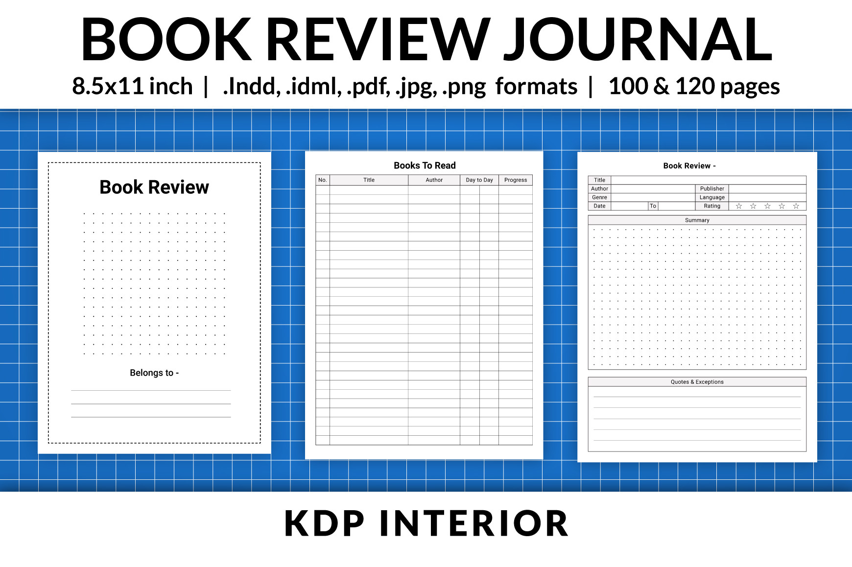 Book Review Journal: InDesign Book Review Journal with Two Page Counts original product preview