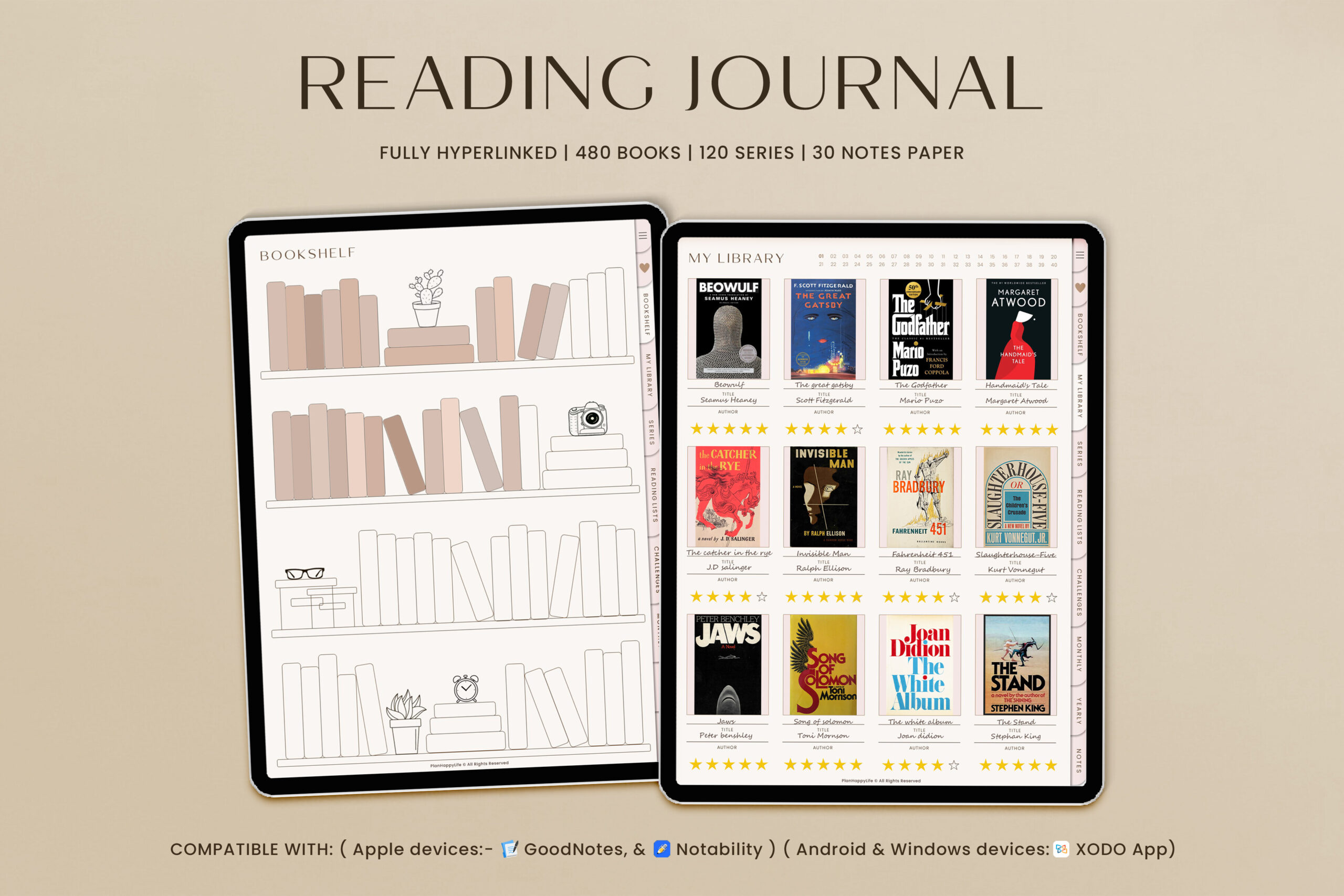 Book Review Journal: Hyperlinked Tablet Journal with Individual Book Reviews original product preview