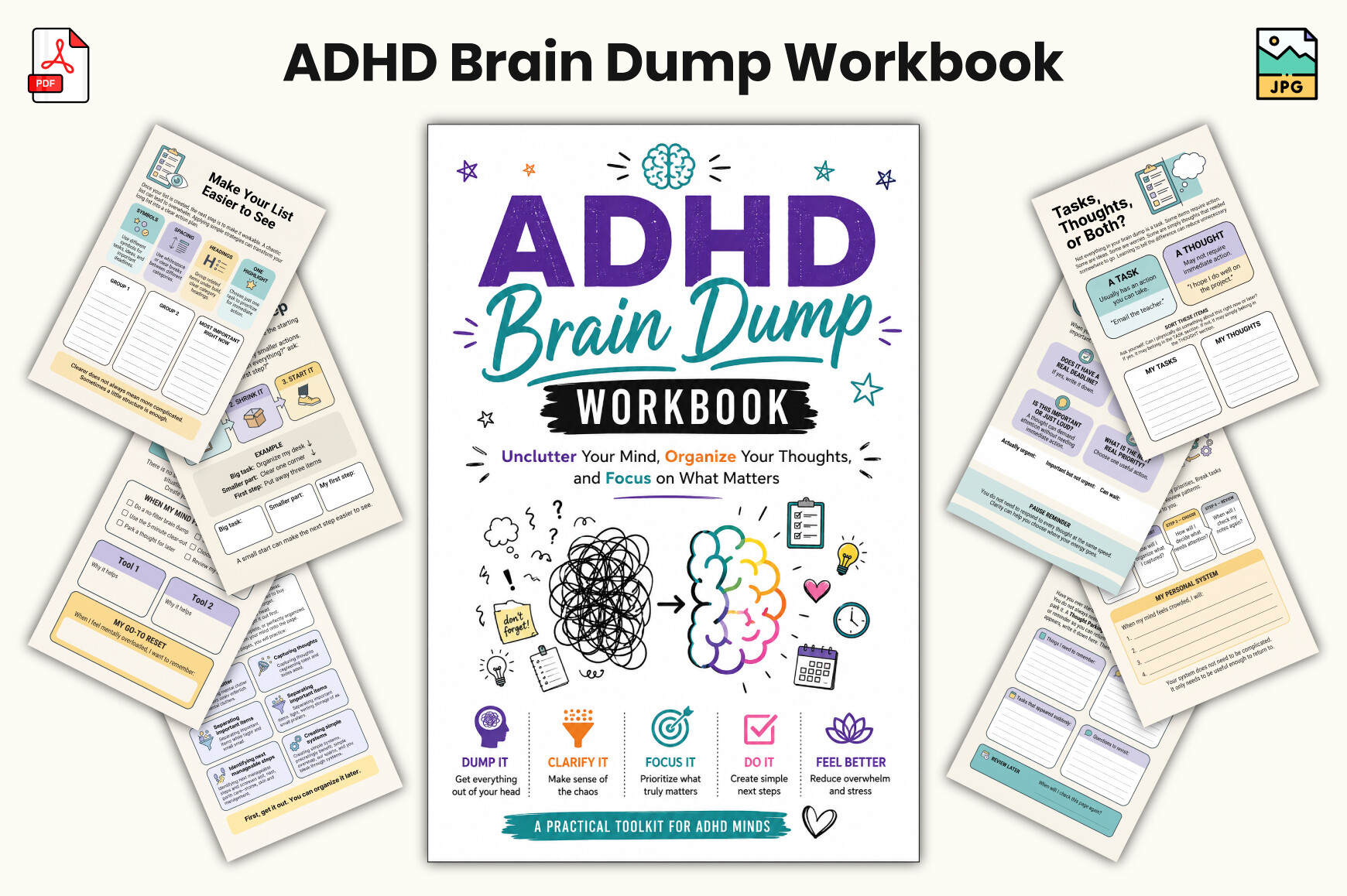 Brain Dump Planner: Small-Step ADHD Brain Dump Workbook original product preview