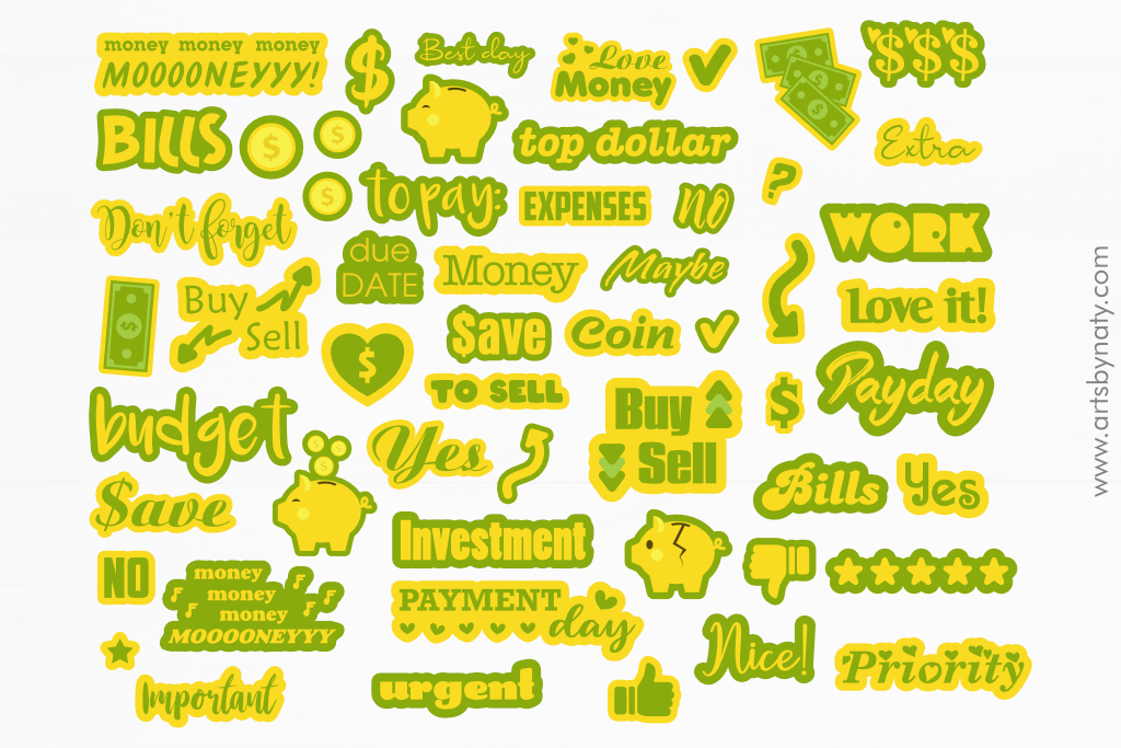 Budget Planner Stickers: Budget, Money and Payment Sticker Graphics