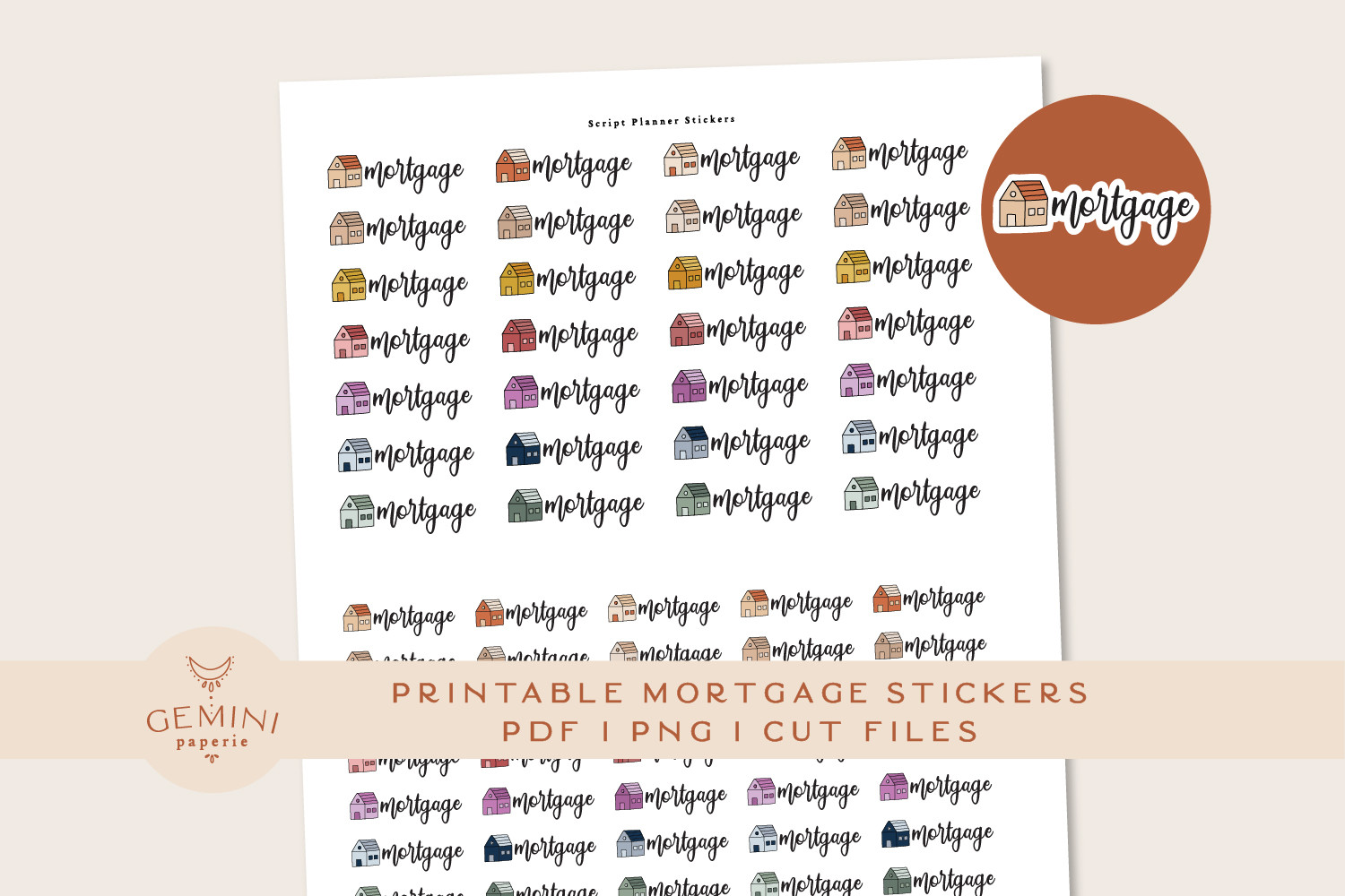Budget Planner Stickers: Mortgage Payment Reminder Stickers
