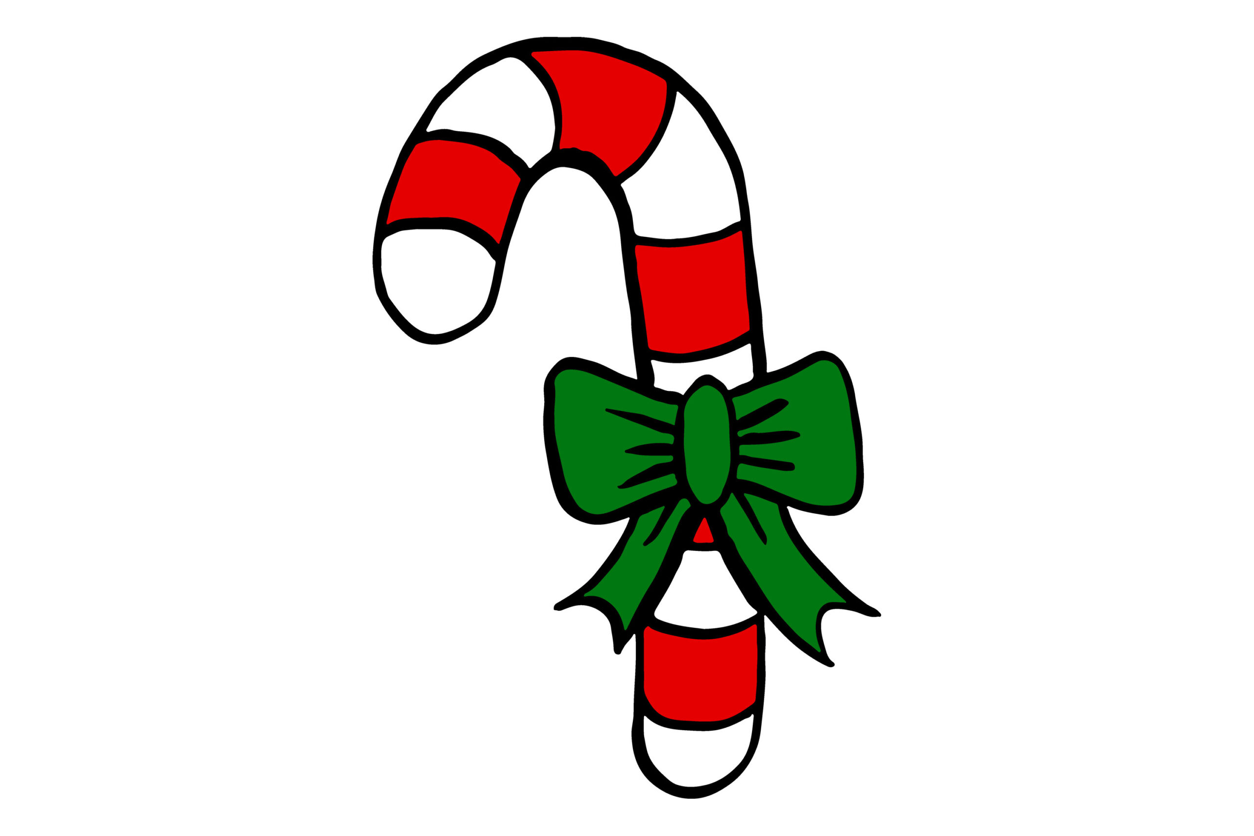Candy Cane Stickers: A Bold Cartoon Candy Cane with a Green Bow original product preview
