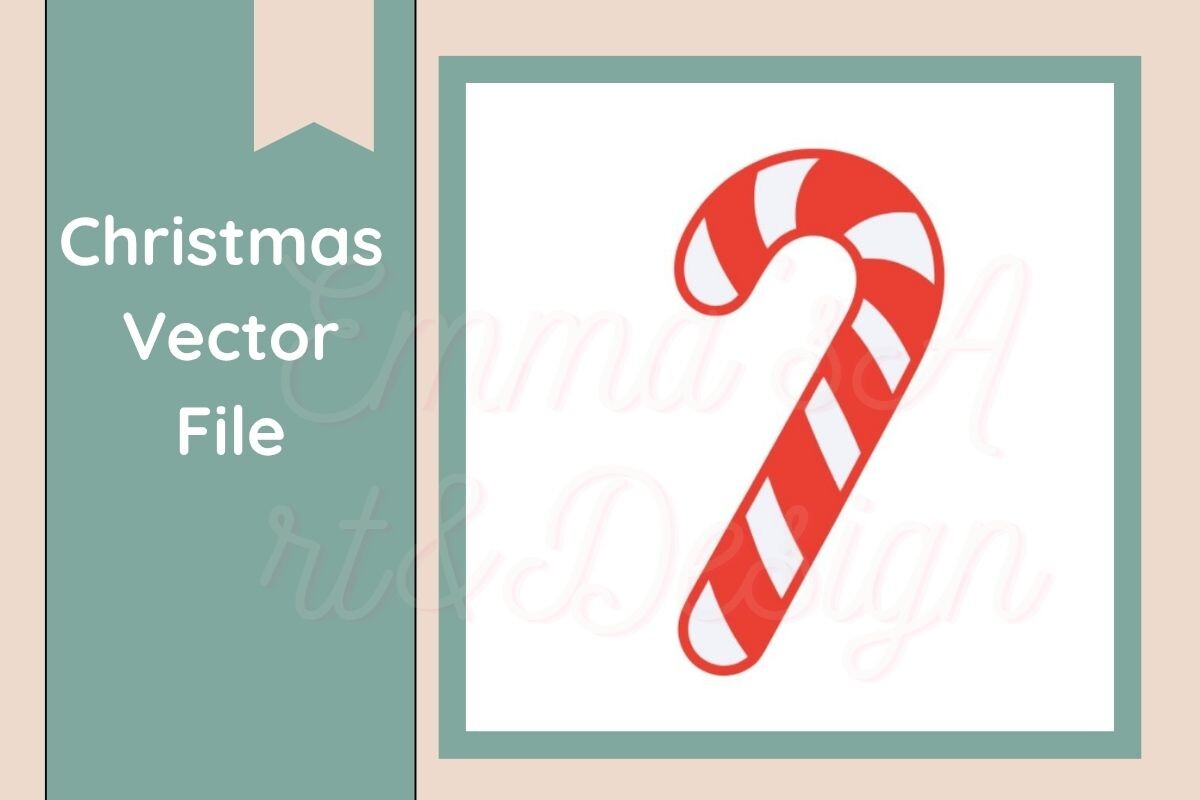 Candy Cane Stickers: One Red-and-White Motif with Vector and Transparent PNG Files original product preview