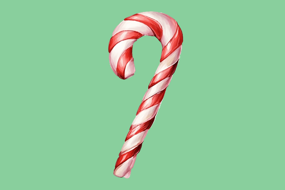 Candy Cane Stickers: One Watercolor Cane for a Simple Repeated Accent original product preview