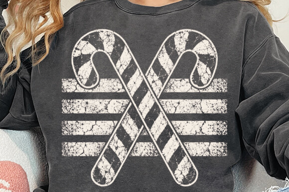 Candy Cane Stickers: One Distressed Crossed-Cane PNG for Darker Pages original product preview