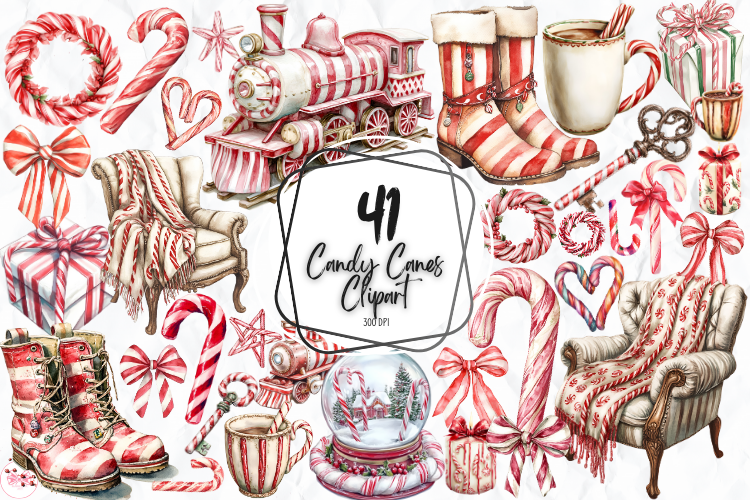 Candy Cane Stickers: Forty-One Candy-Cane-Inspired Holiday Illustrations original product preview