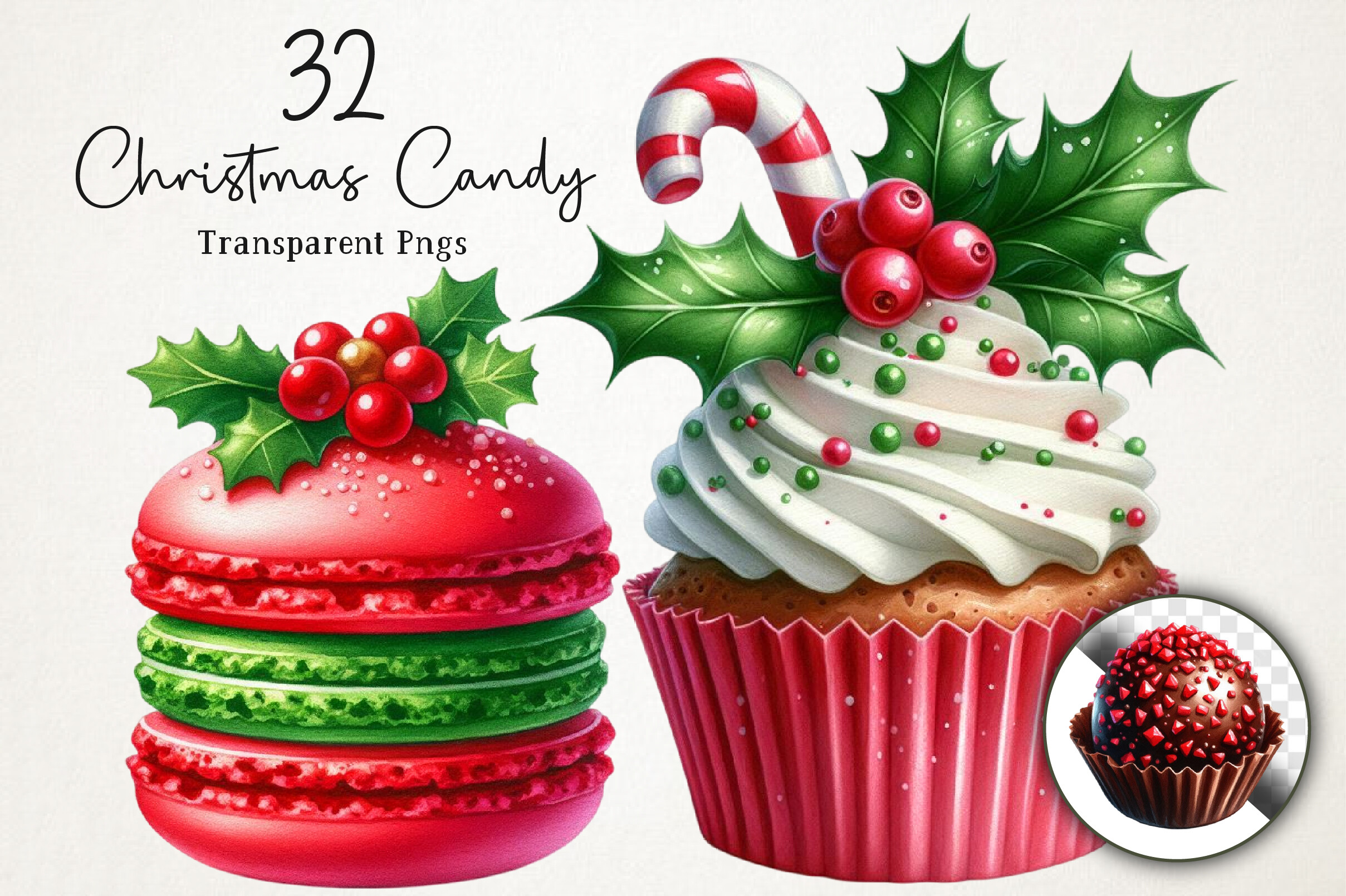 Candy Cane Stickers: Thirty-Two Mixed Sweets with Candy Cane Accents original product preview