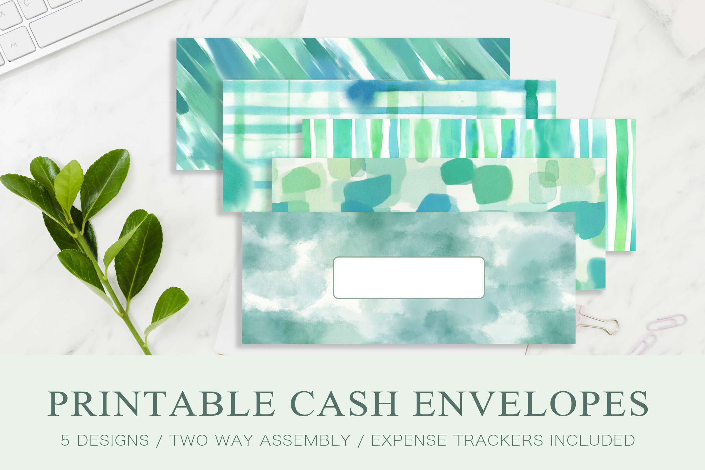 Cash Envelope Planner — Green Blue Printable Cash Envelopes by Janiel Hsieh