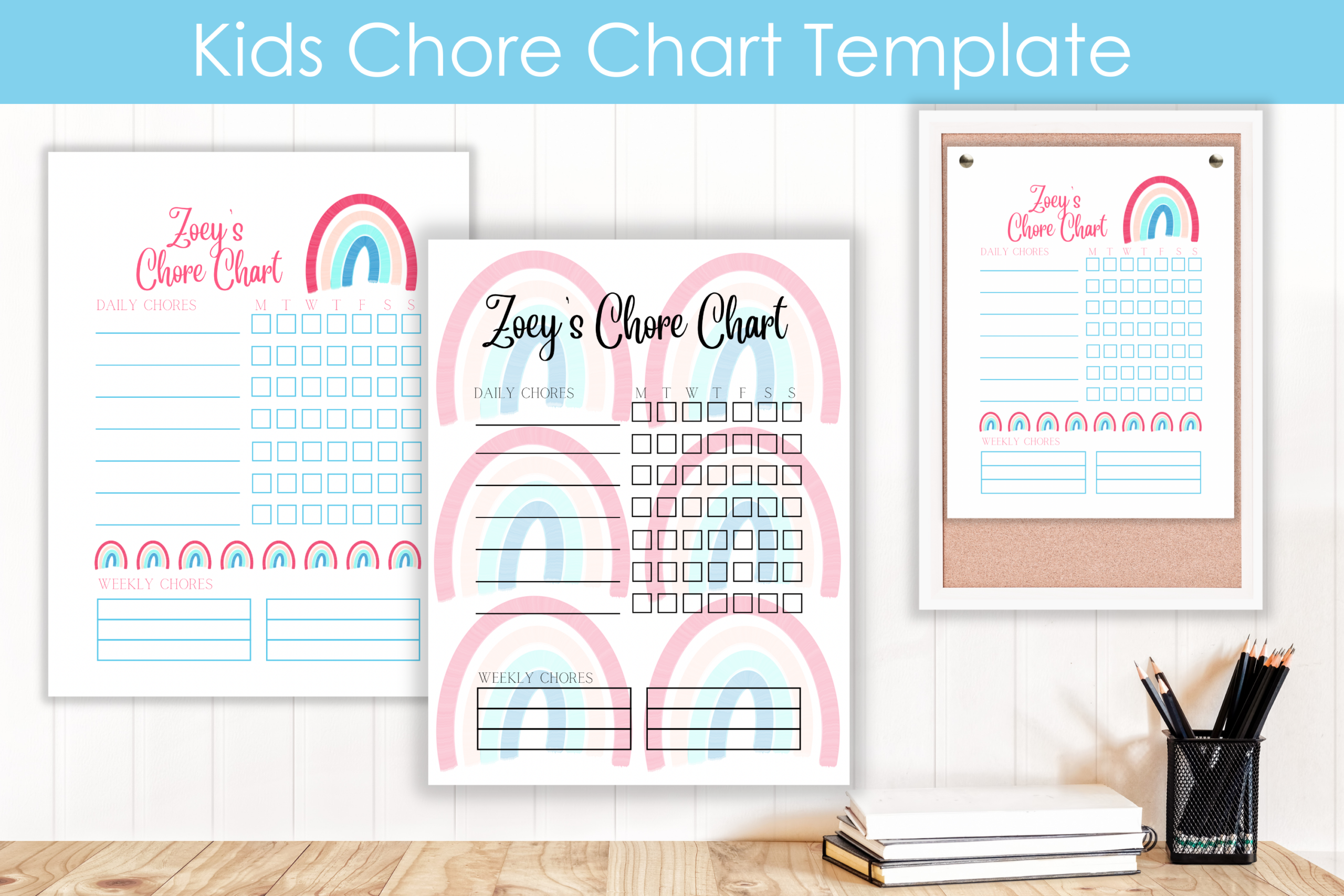 Chore Chart: Hustle Smart Shop: Rainbow Daily and Weekly Pair