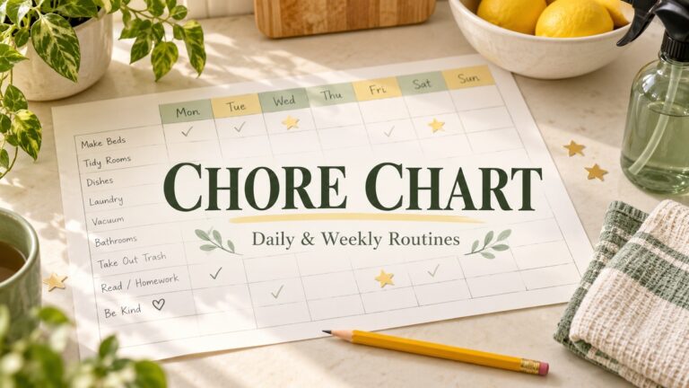 Chore Chart cover with a weekly household task sheet