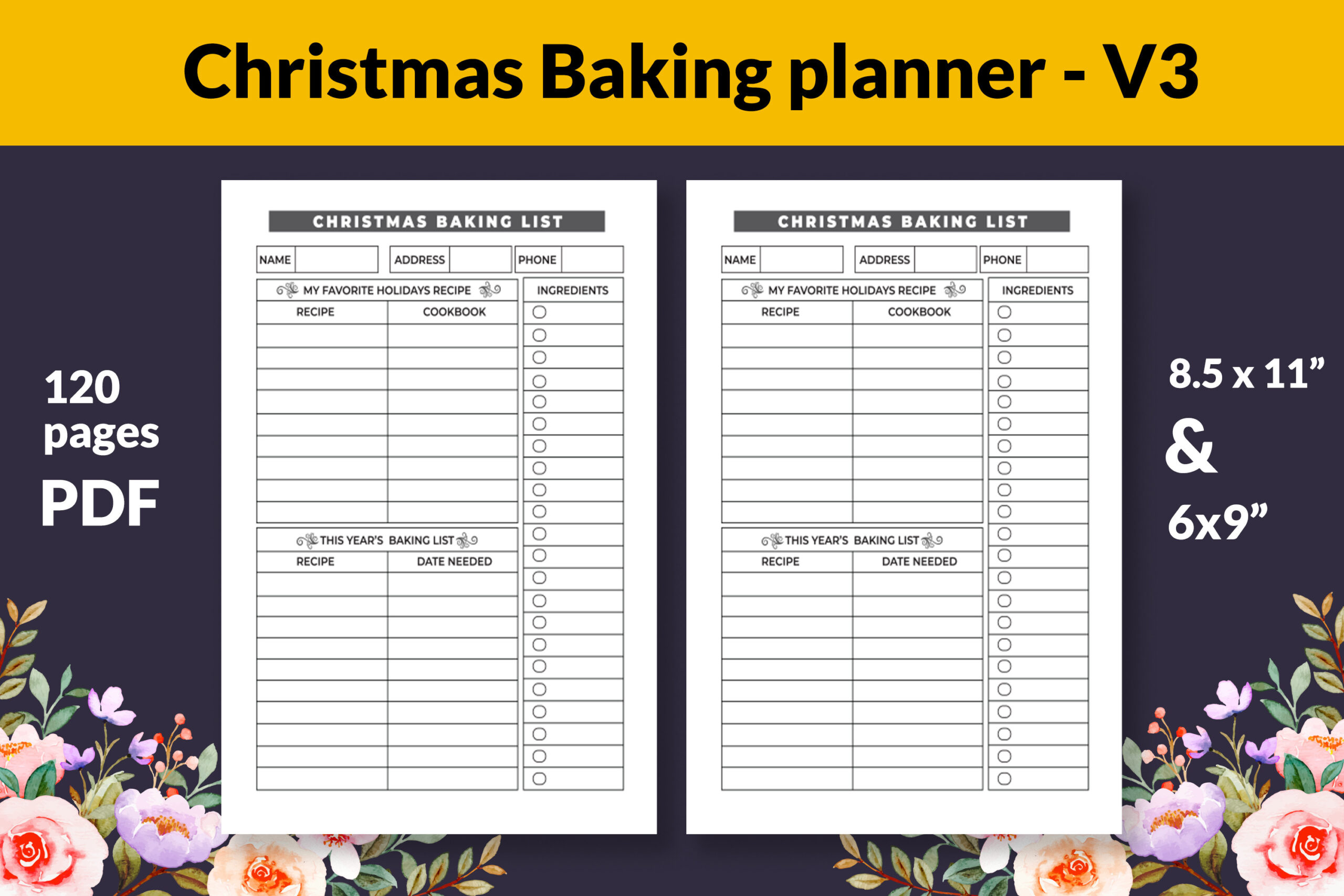 christmas baking planner: A Recipe and Shopping Worksheet in Two Sizes original product preview