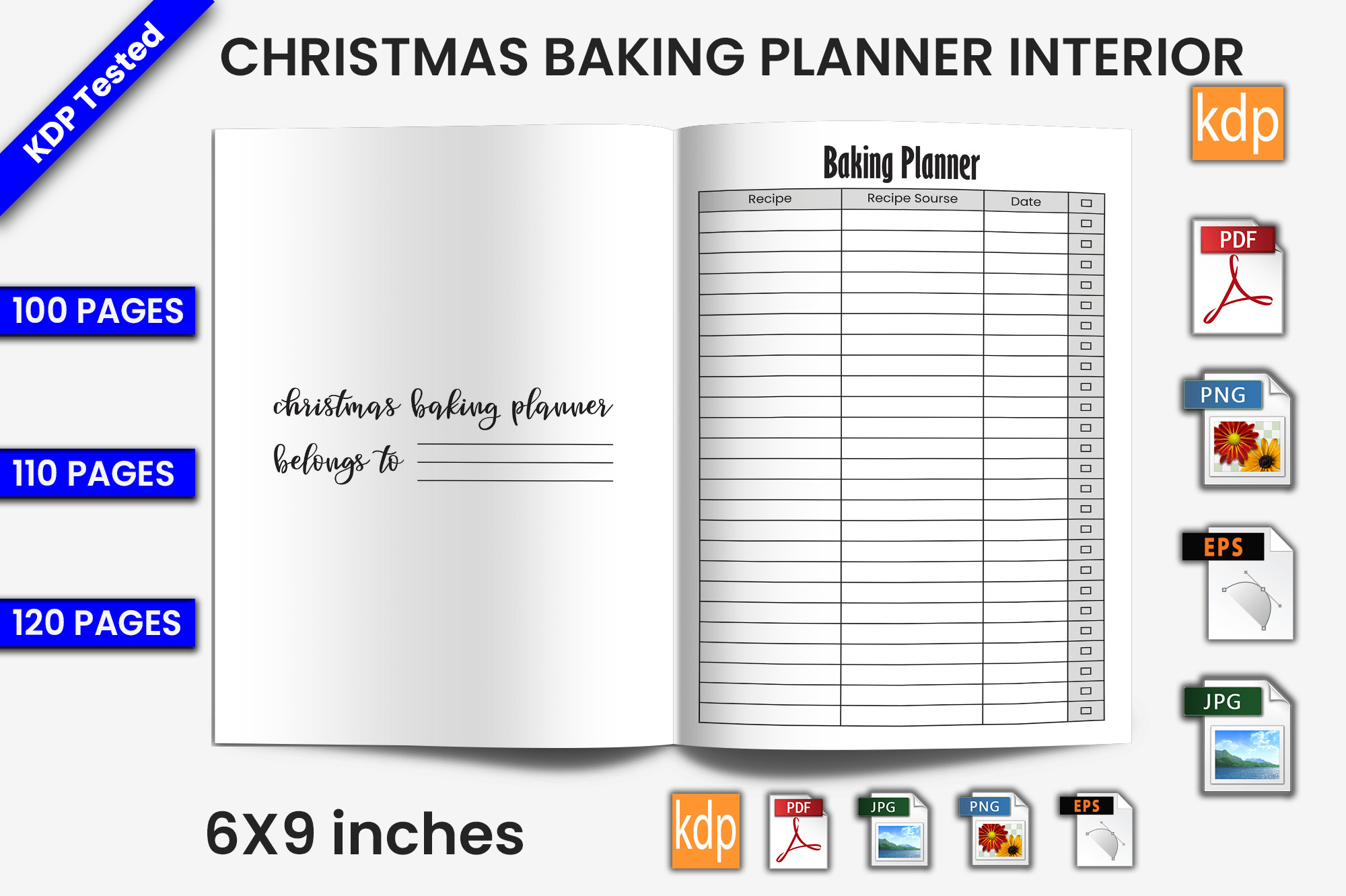 christmas baking planner: A Compact Recipe-Source Log with EPS Editing original product preview
