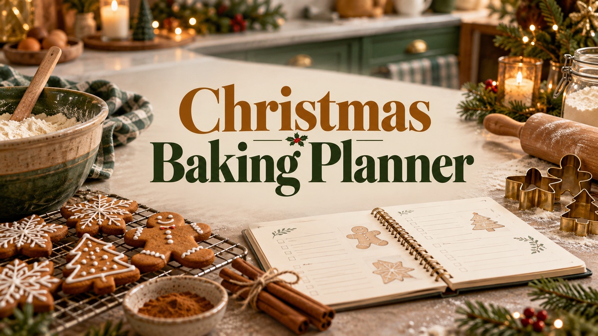 Christmas Baking Planner with realistic planner and themed stationery