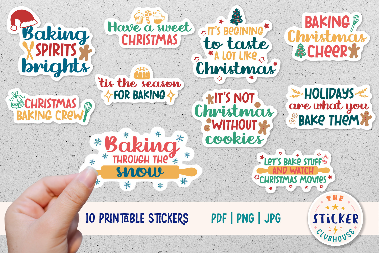 Christmas Baking Stickers: Ten Baking Sayings with Printing and Cutting Guides original product preview
