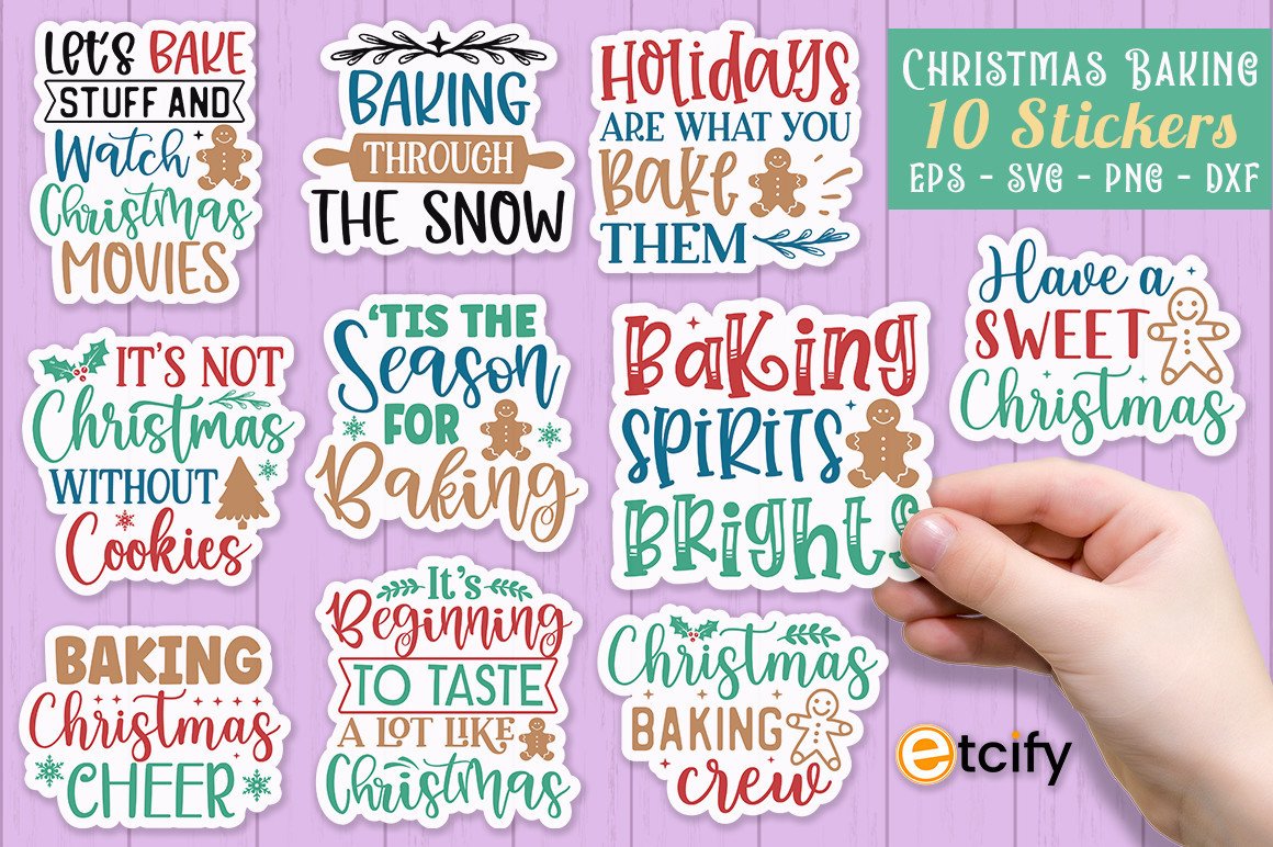 Christmas Baking Stickers: Baking Word Art in SVG, PNG, EPS and DXF original product preview