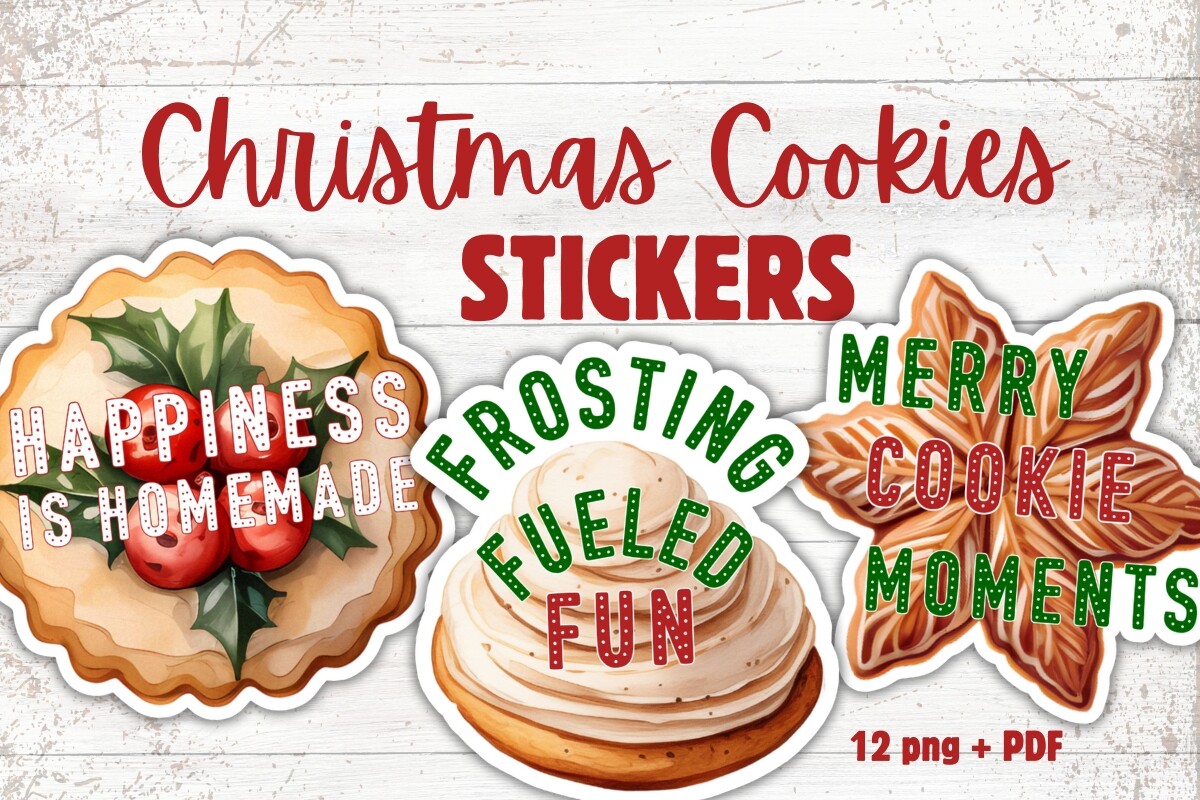 Christmas Baking Stickers: Twelve Cookie Motifs and Phrases with a Printable PDF original product preview