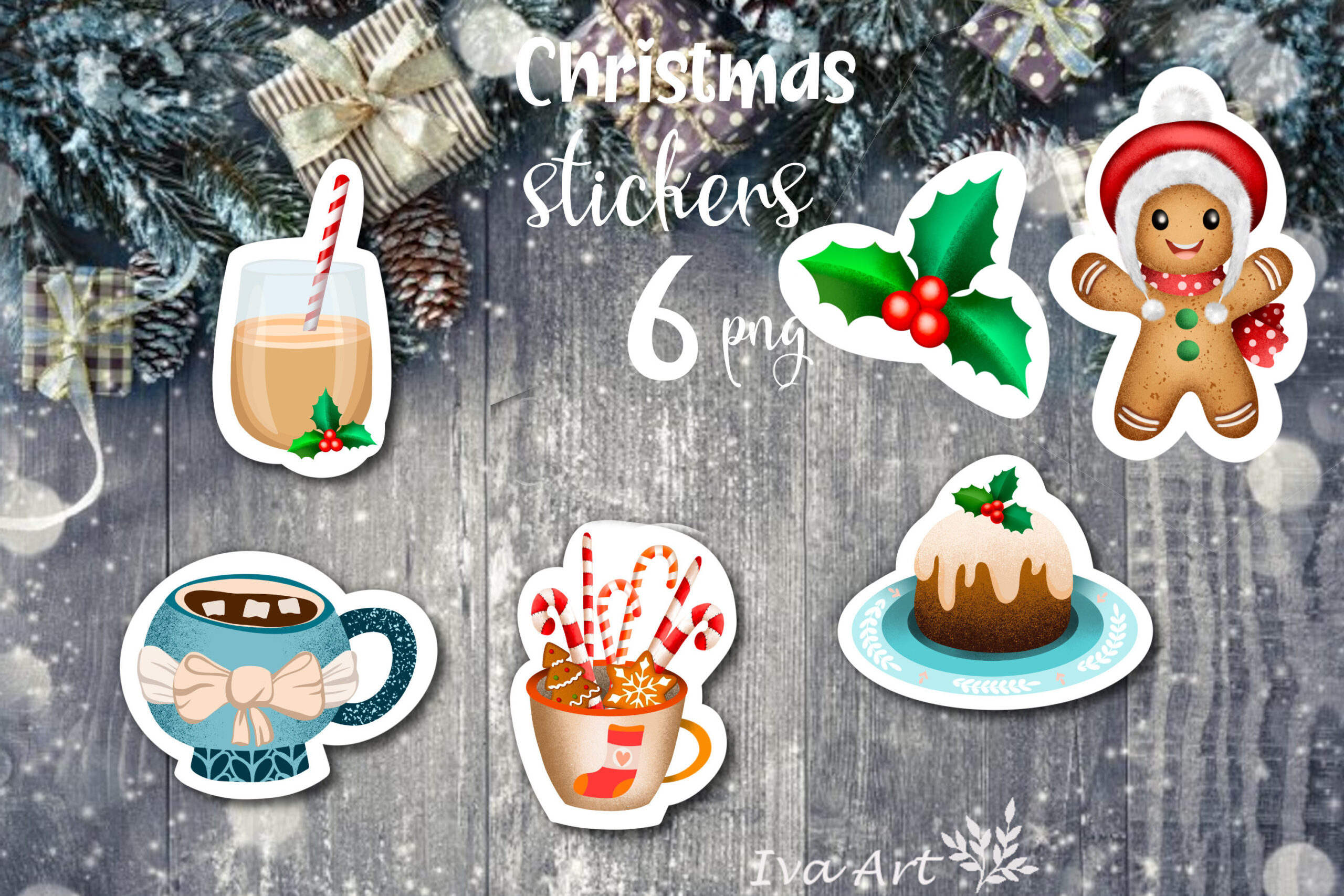 Christmas Baking Stickers: Six Holiday Treat and Drink PNGs original product preview