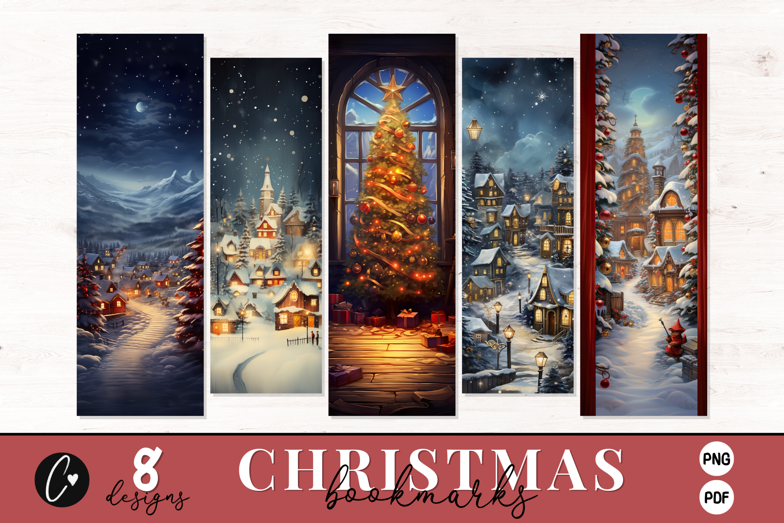 Christmas Bookmarks: Eight Atmospheric Winter-Scene Bookmarks original product preview