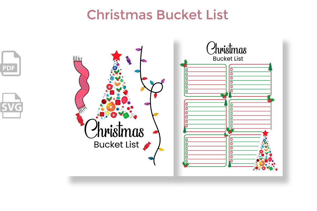 christmas bucket list: Letter-Size Bucket List Files with Illustrator and SVG Sources original product preview