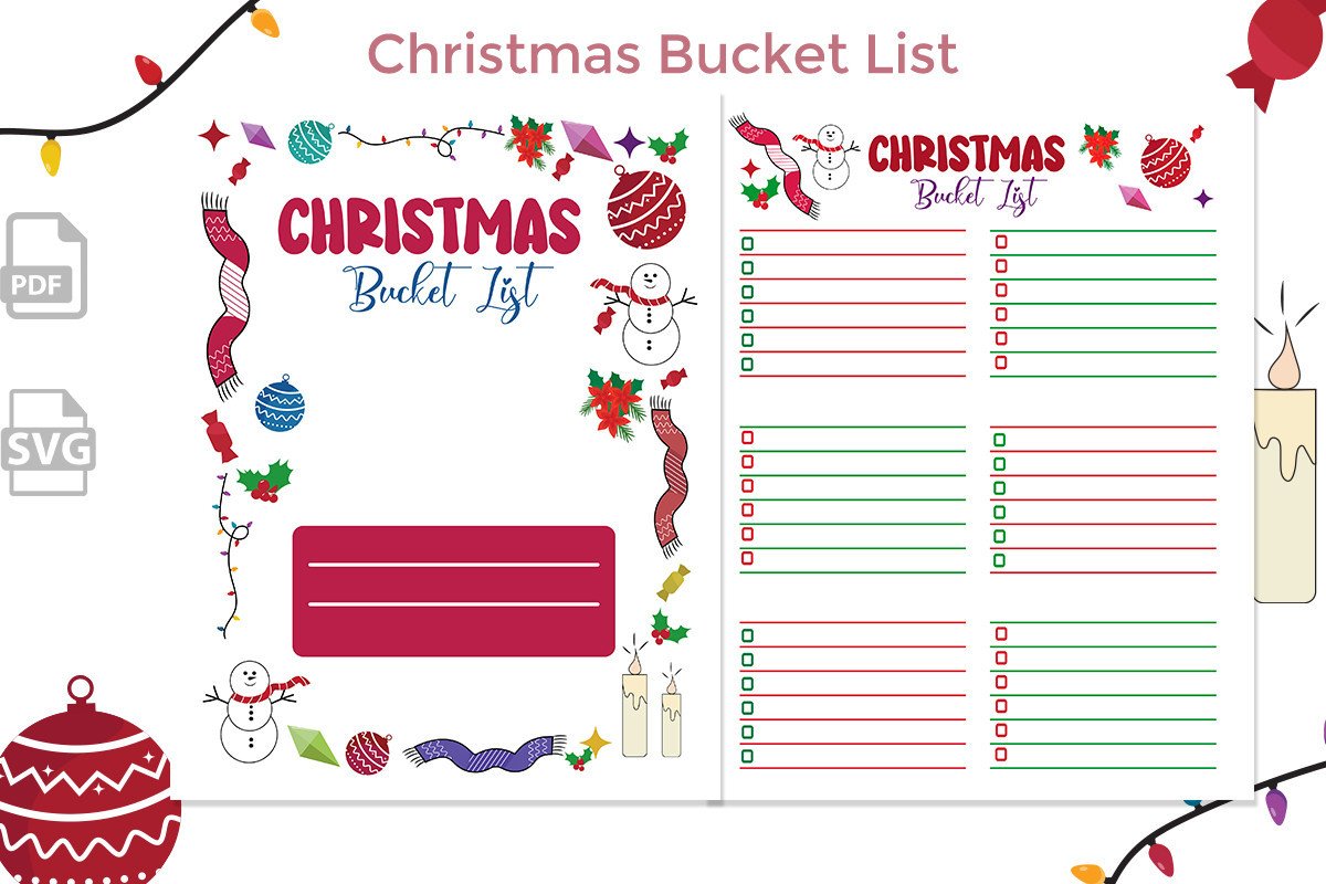 christmas bucket list: Christmas Bucket List Design with Four File Formats original product preview