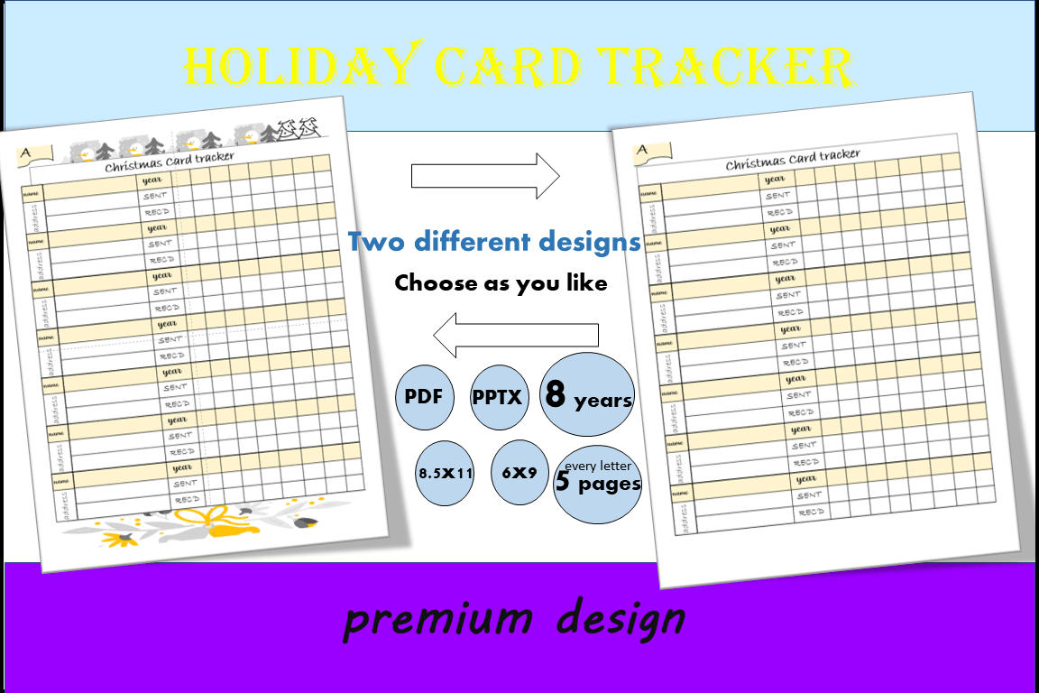 christmas card tracker: Two Editable Designs for an Eight-Year Card Record original product preview
