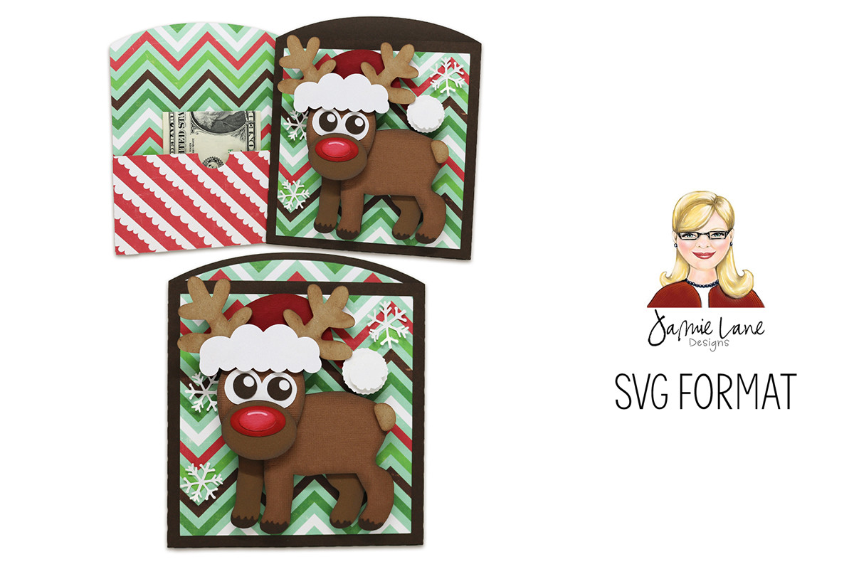 christmas cash envelopes: A Reindeer SVG Envelope with Cash and Gift-Card Inserts original product preview