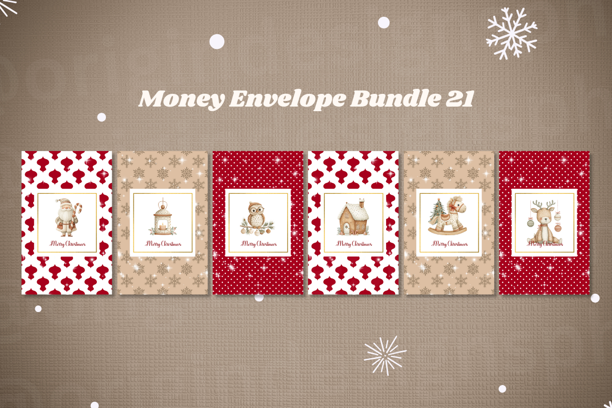 christmas cash envelopes: Warm Red and Gold Money-Gift Designs on Letter-Size Sheets original product preview