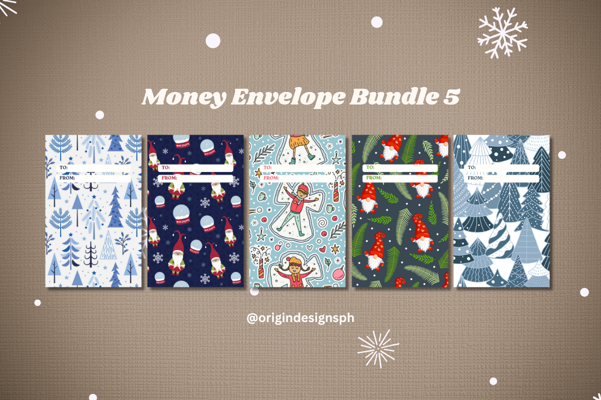 christmas cash envelopes: Blue Winter and Festive Patterned Cash-Gift Wraps original product preview