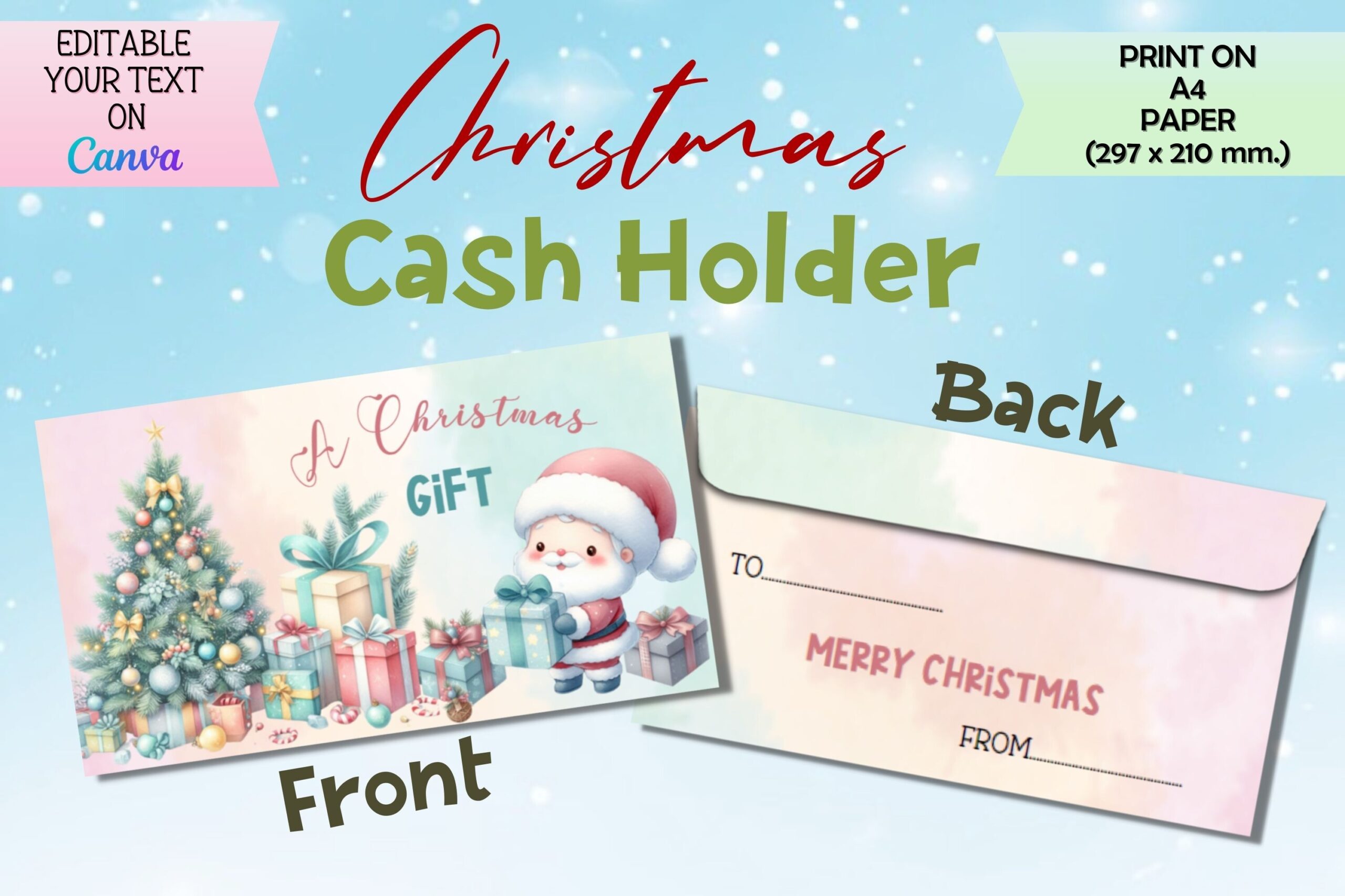 christmas cash envelopes: A Snowman Canva Cash Holder for Personalized Greetings original product preview