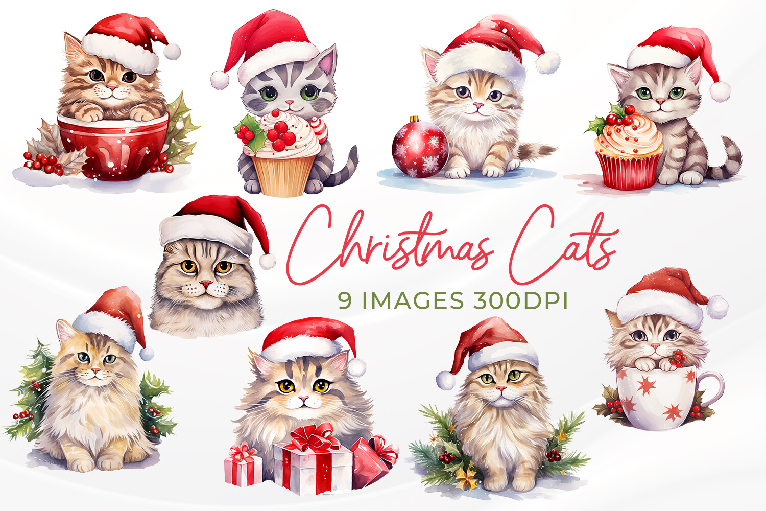 Christmas Cat Stickers: Nine Soft Christmas Kitten Illustrations original product preview