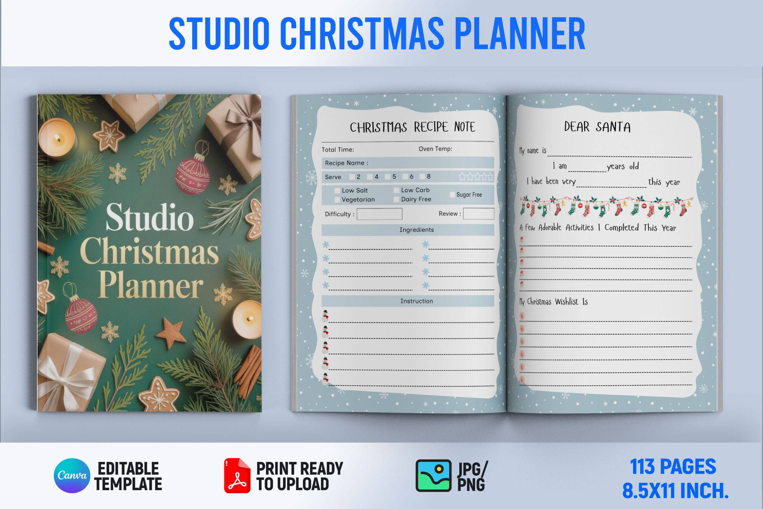 Christmas Decoration Planner: Canva Decoration Pages in the Studio Christmas Planner original product preview