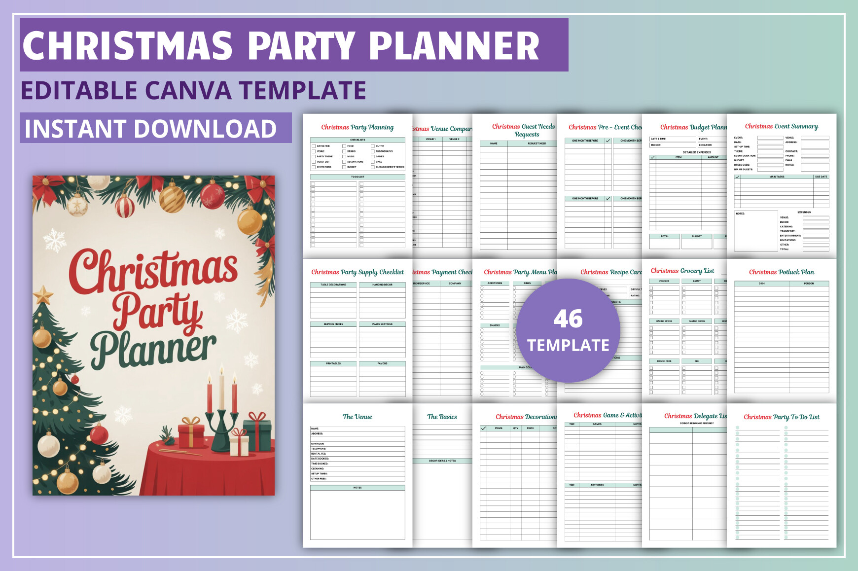 Christmas Decoration Planner: Editable Decor Budget, Supplies and Floor Plan Pages original product preview