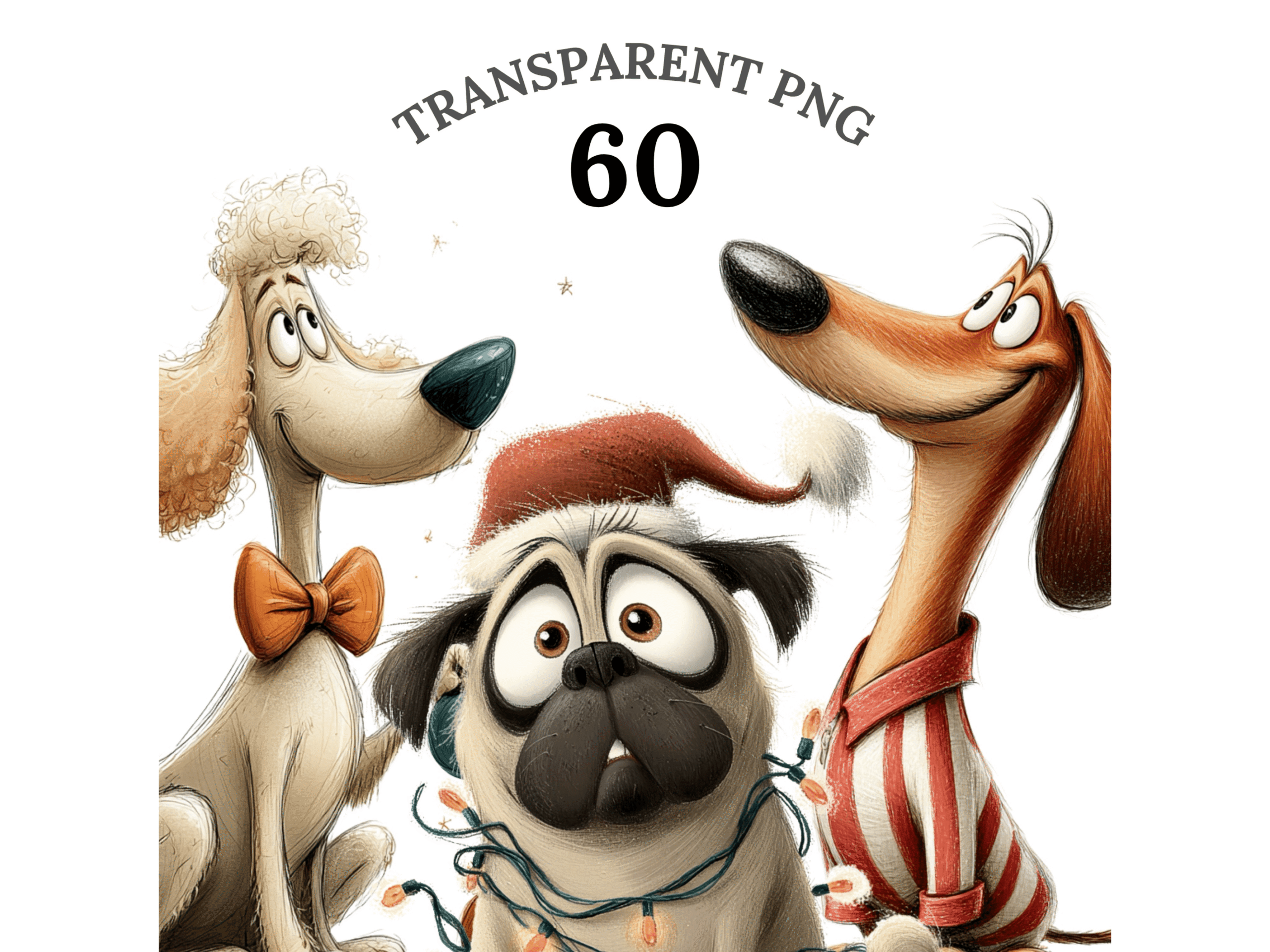 Christmas Dog Stickers: Sixty Funny Holiday Dogs with Individual PNG Artwork original product preview