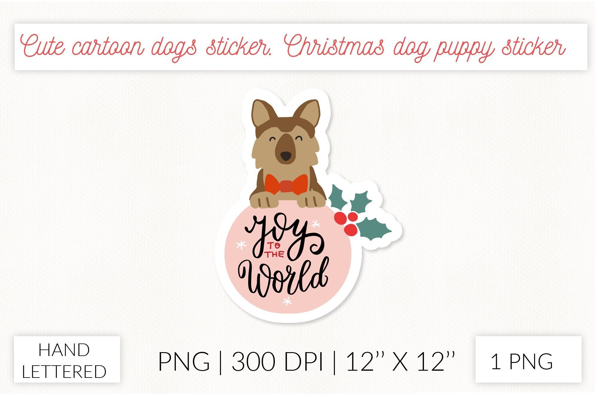 Christmas Dog Stickers: German Shepherd Sticker with Holiday Lettering original product preview