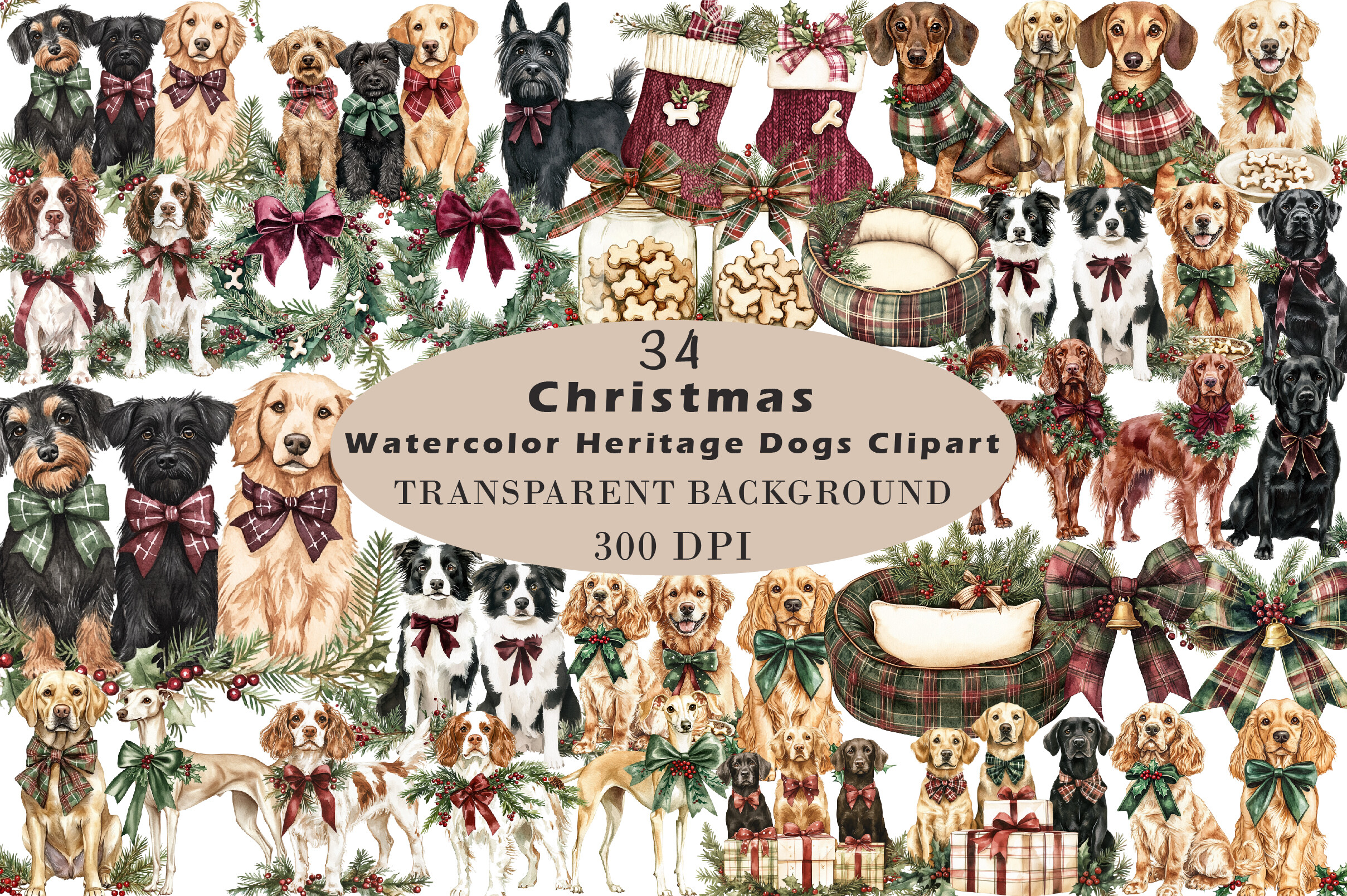 Christmas Dog Stickers: Thirty-Four Heritage-Style Dogs with Winter Decorations original product preview