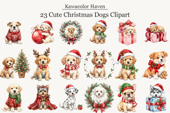 Christmas Dog Stickers: Twenty-Three Cute Puppies in a Coordinated Holiday Set original product preview