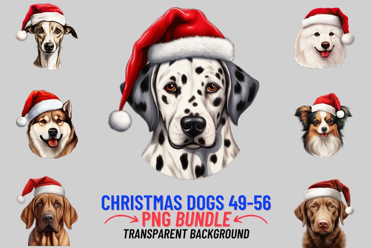 Christmas Dog Stickers: Eight Specific Dog Breeds in Watercolor Santa Hats original product preview