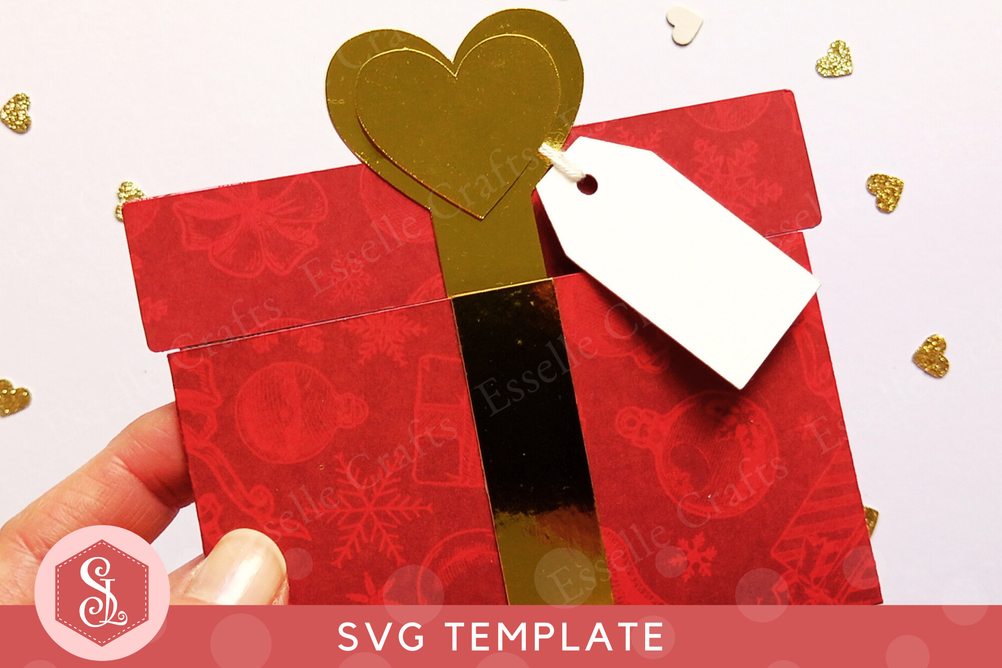 Christmas Gift Card Holders: Present-Shaped SVG Holder with Two Scoring Options original product preview