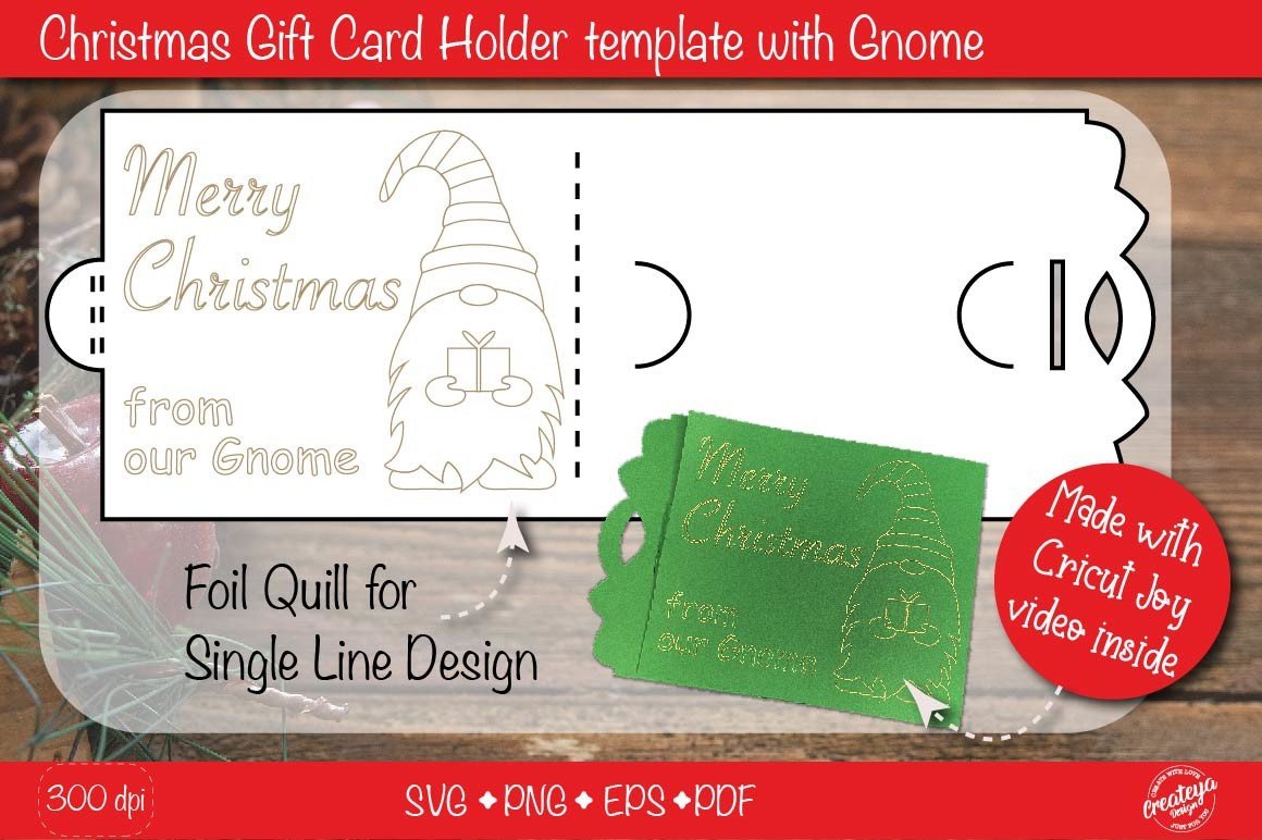 Christmas Gift Card Holders: Gnome Money Holder with a Single-Line Foiling Design original product preview