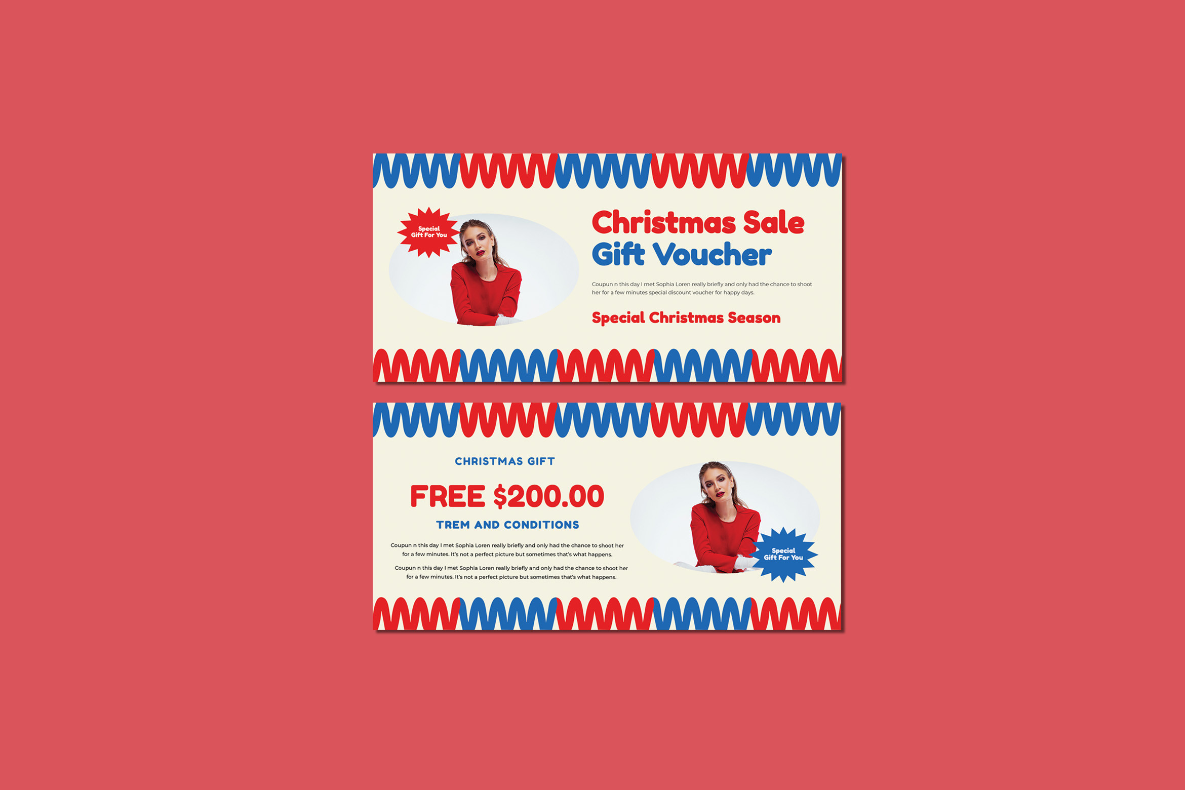 Christmas Gift Certificates: Bold Christmas Coupon for Photoshop Editing original product preview