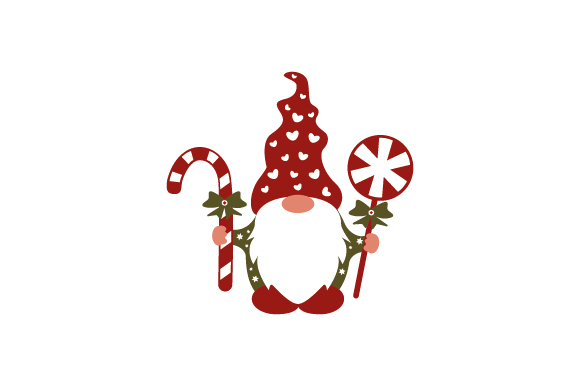 Christmas Gnome Stickers: Single Candy Cane Gnome with SVG and DXF Files original product preview