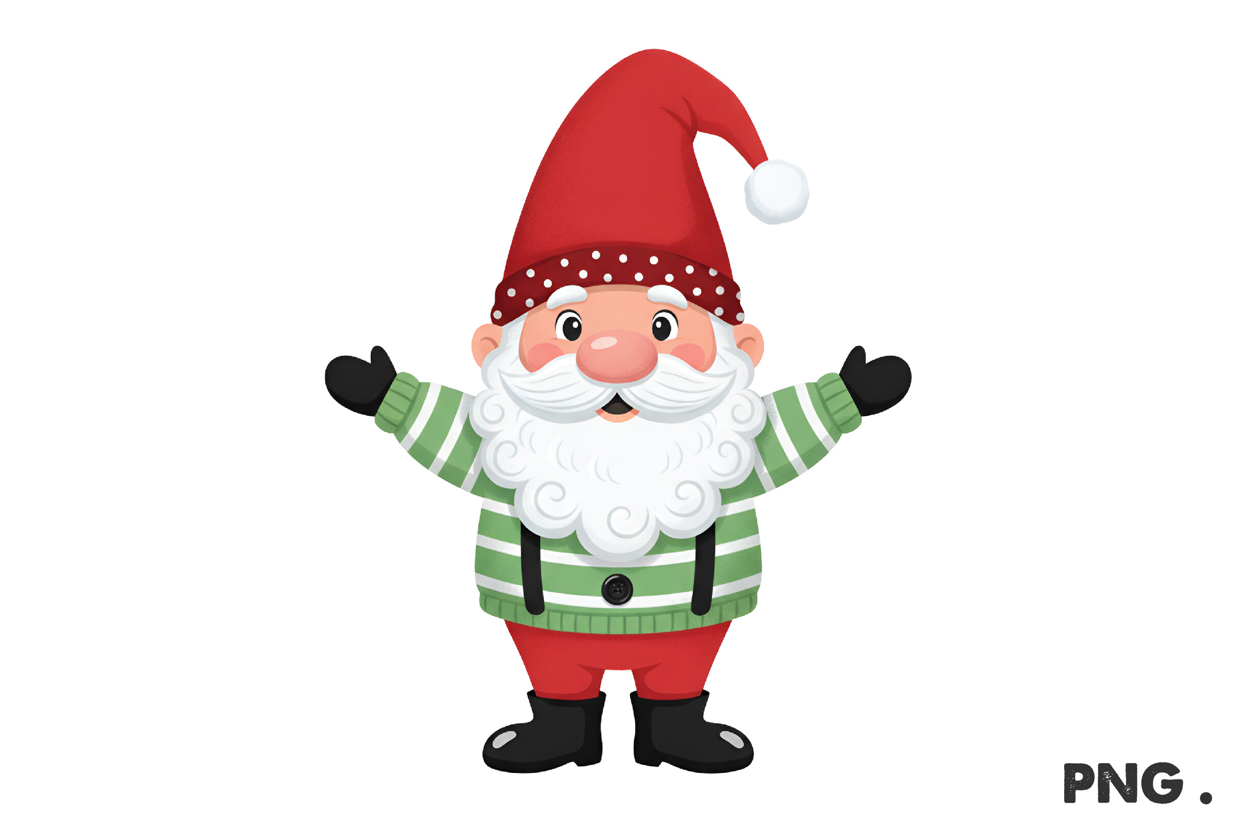 Christmas Gnome Stickers: Cheerful Single Gnome with a Green Striped Outfit original product preview