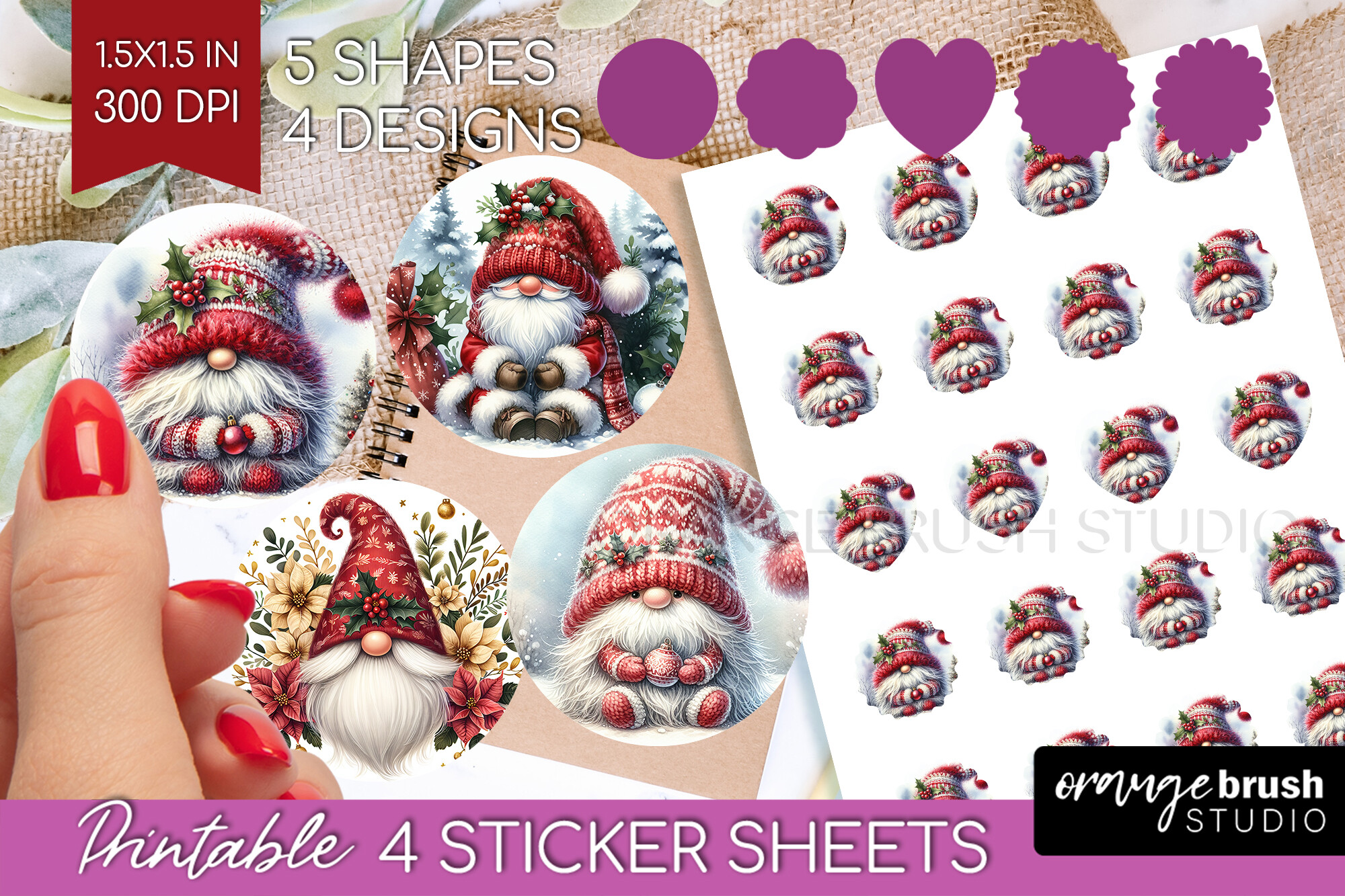 Christmas Gnome Stickers: Candy Cane and Heart Gnome Labels for Small Spaces original product preview