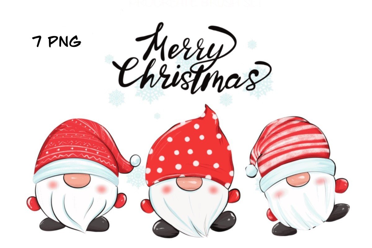 Christmas Gnome Stickers: Seven Simple Gnome PNGs for Small Holiday Accents original product preview