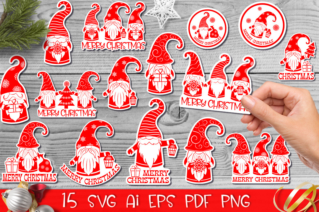 Christmas Gnome Stickers: Bold Christmas Gnomes with Vector and PNG Formats original product preview