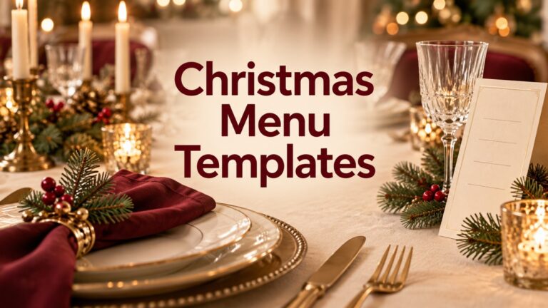 Christmas Menu Templates editorial cover with centered title